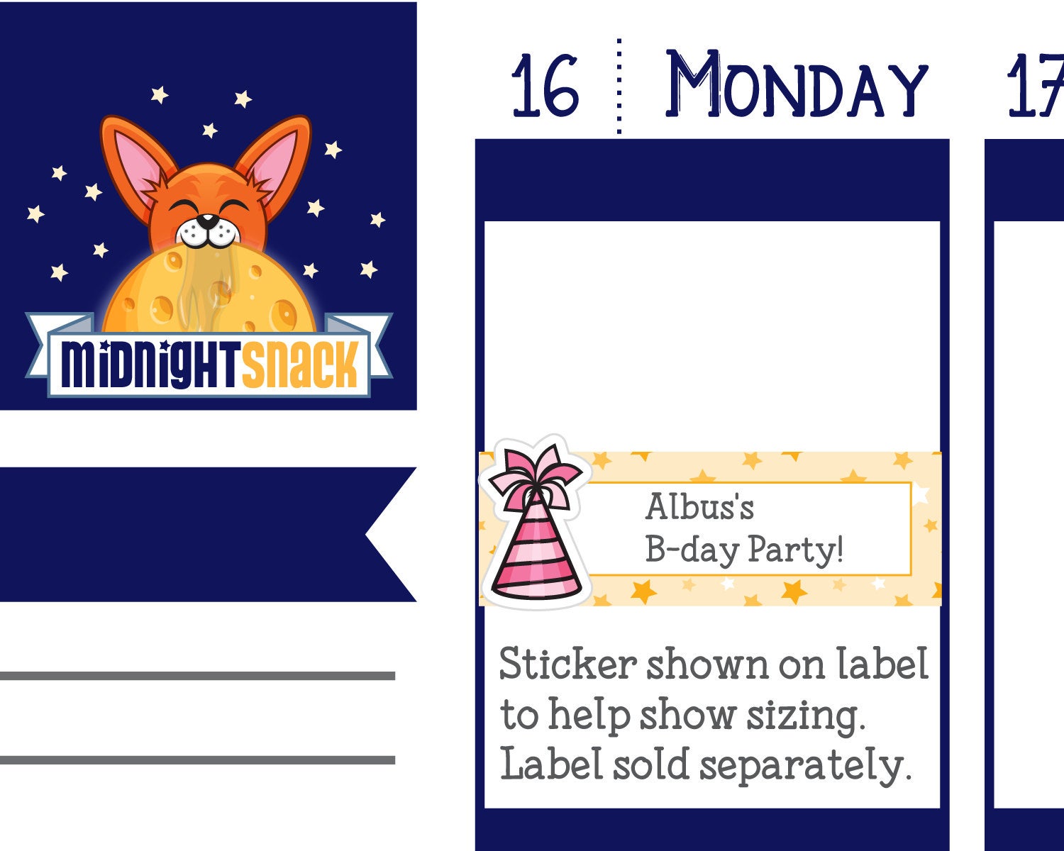 Party Hat Icon: Birthday Planner Stickers Midnight Snack Planner