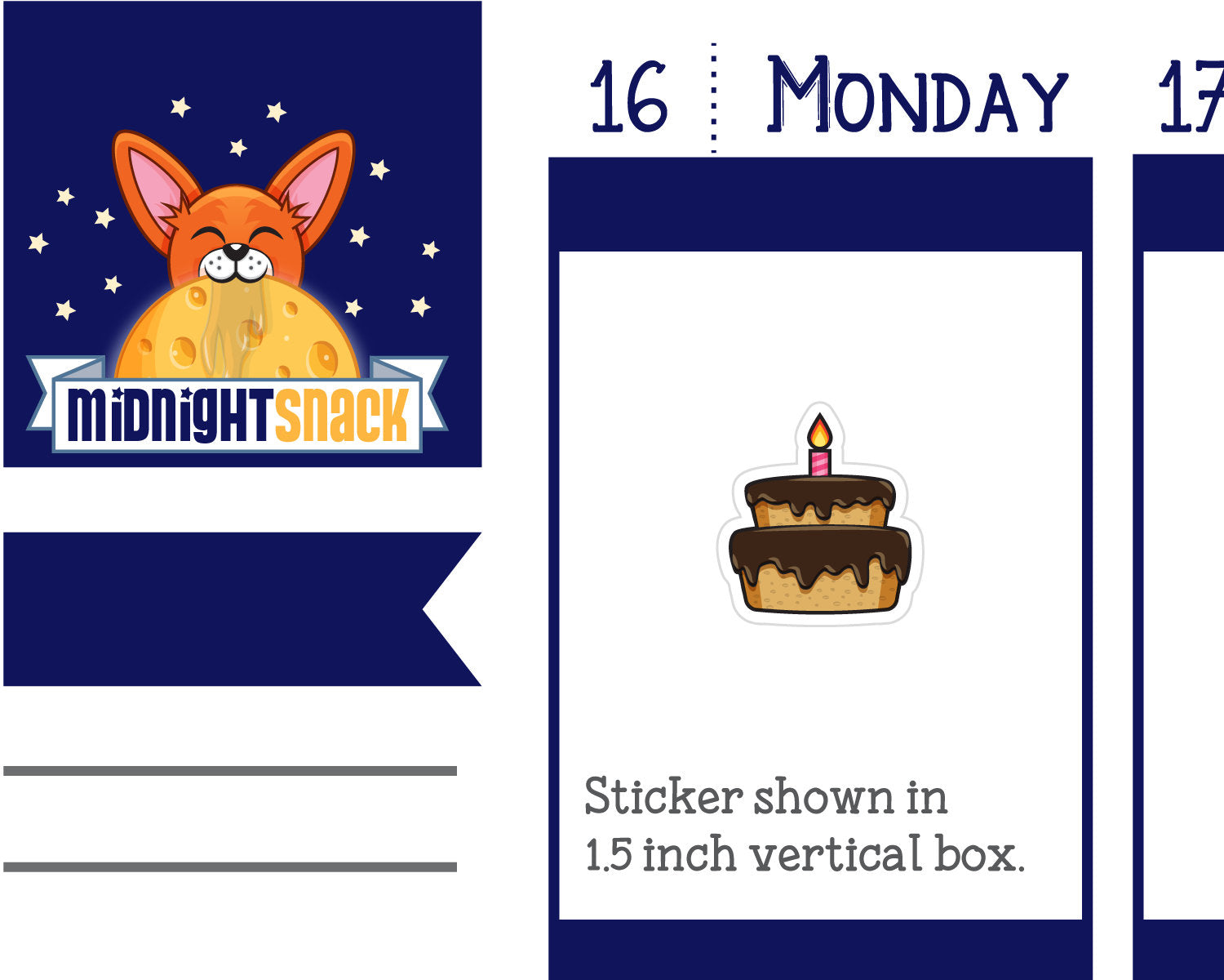 Birthday Cake Icon: Birthday Planner Sticker Midnight Snack Planner