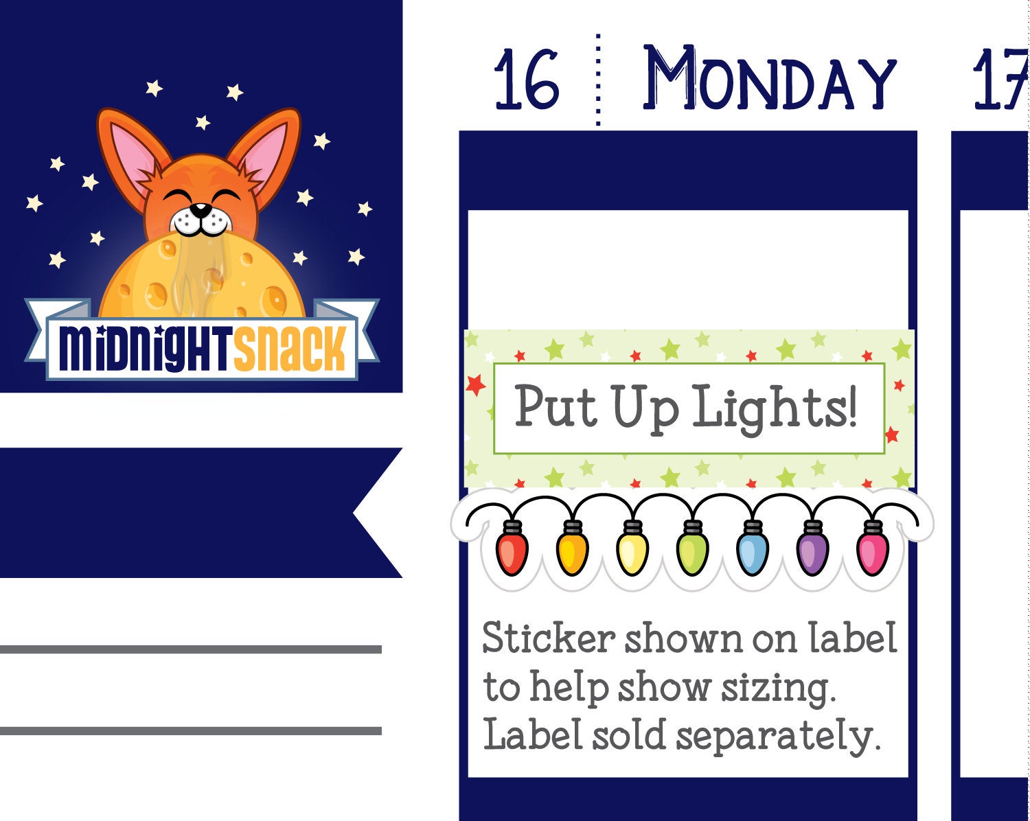 Christmas Lights Icon: Holiday Decorations Planner Stickers Midnight Snack Planner