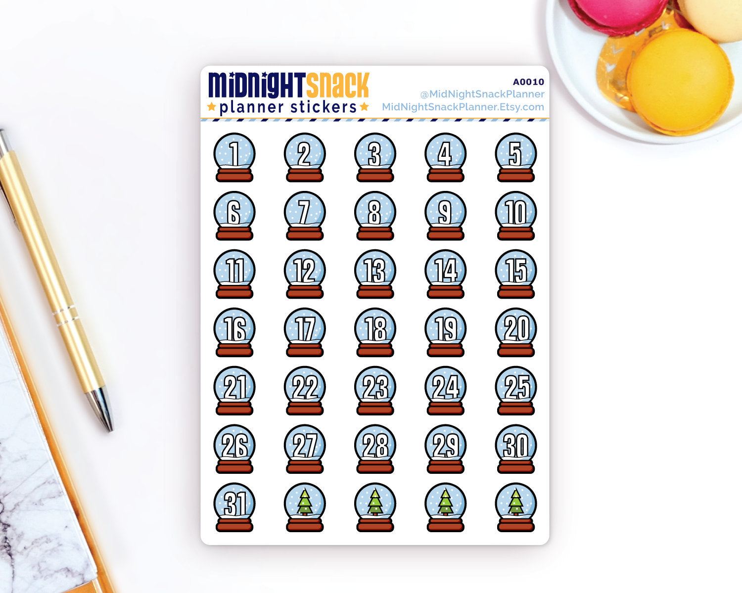 Snow Globe Icon: Winter Date Cover Planner Stickers Midnight Snack Planner