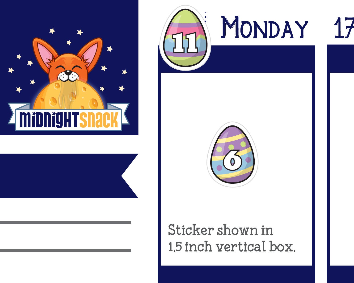 Easter Egg Icon Planner Stickers:  Spring Date Cover Stickers Midnight Snack Planner