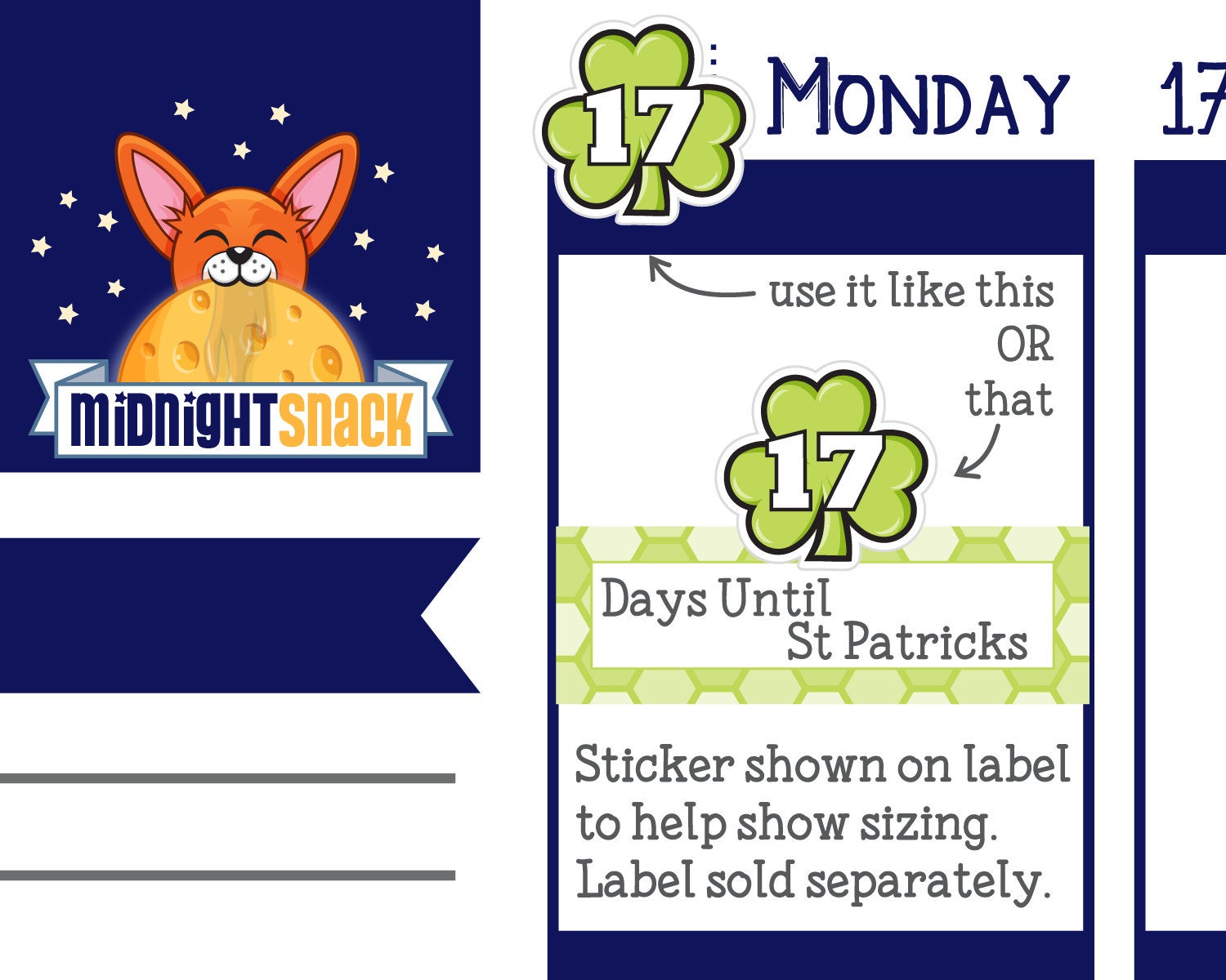 St. Patrick’s Day Shamrock Date Cover Planner Stickers Midnight Snack Planner