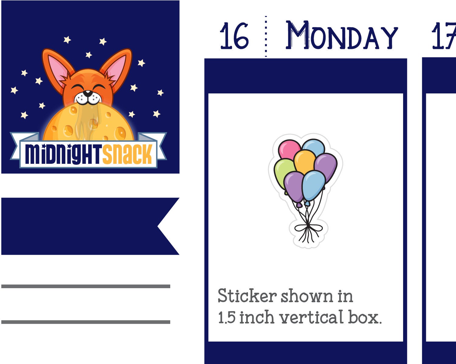 Party Balloons Icon: Birthday Planner Sticker Midnight Snack Planner