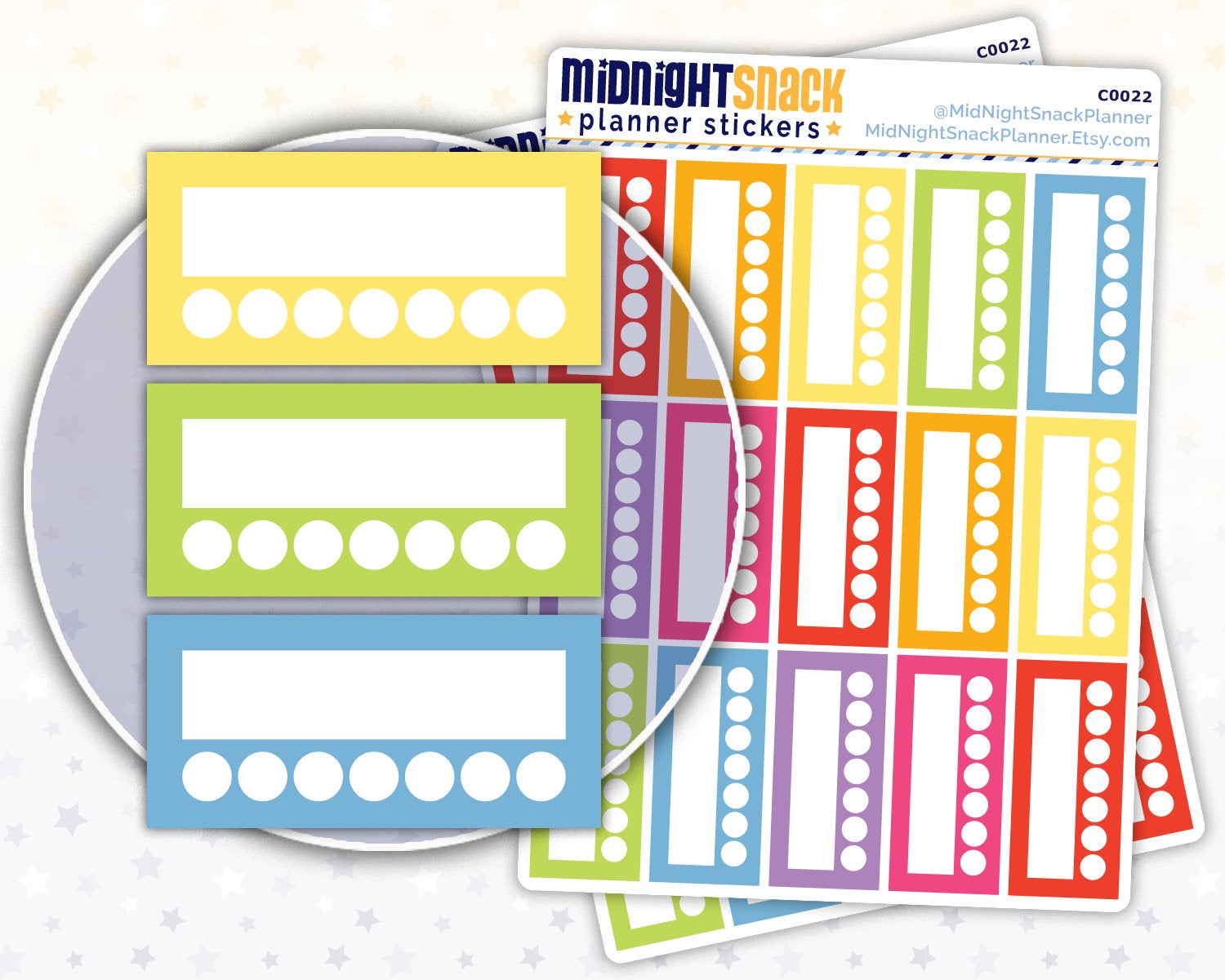 Rainbow Habit Tracker Planner Stickers Midnight Snack Planner