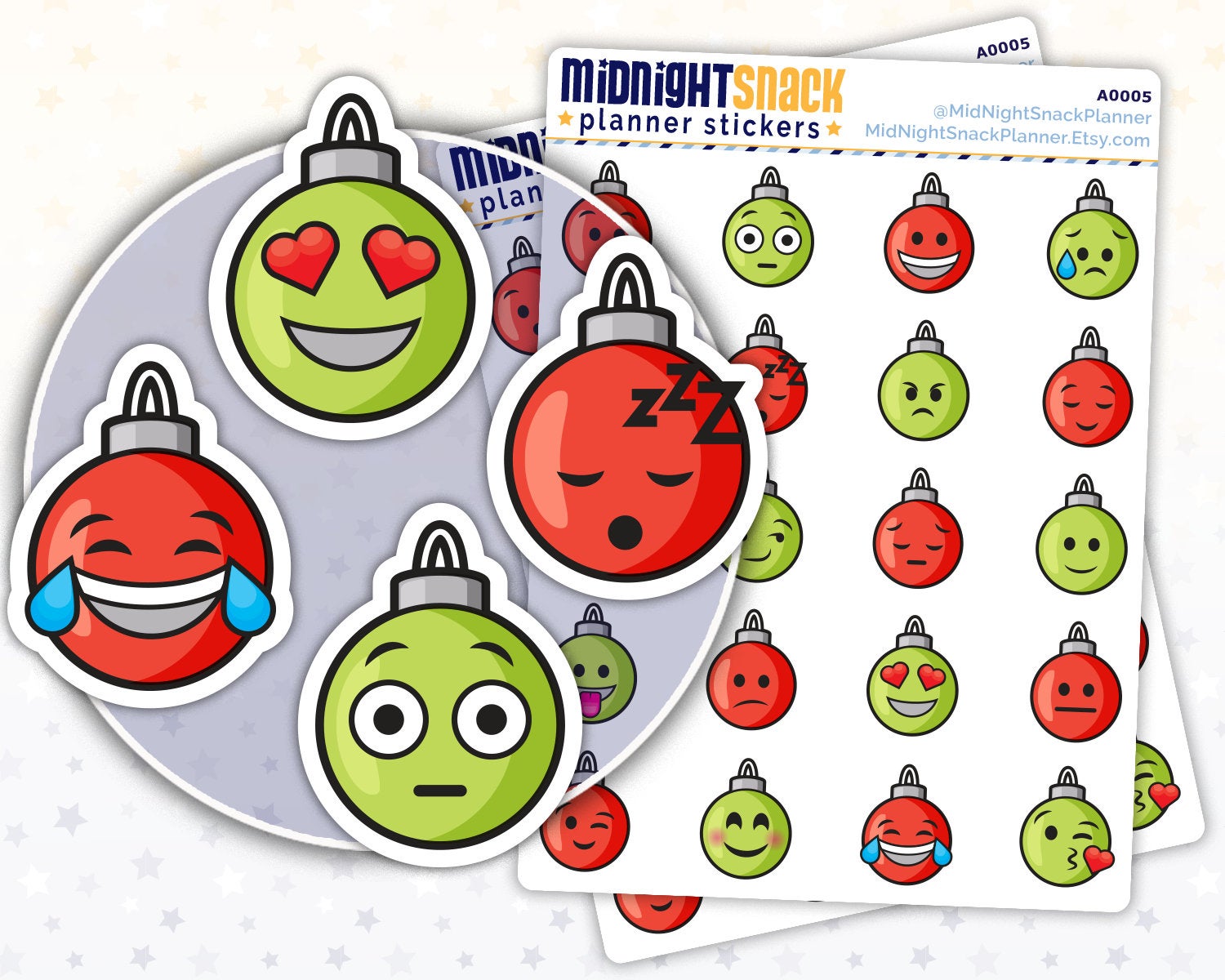 Christmas Emoji Planner Stickers Midnight Snack Planner