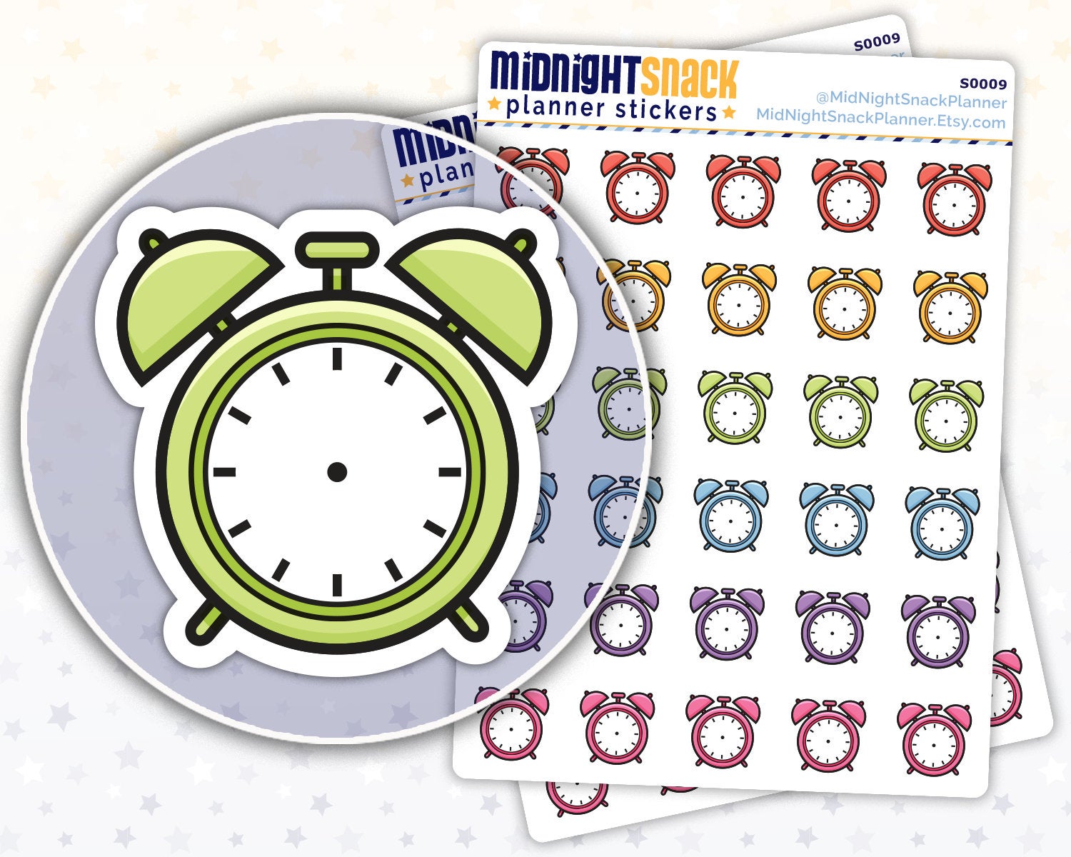 Alarm Clock Icon: Appointment Reminder Planner Stickers Midnight Snack Planner