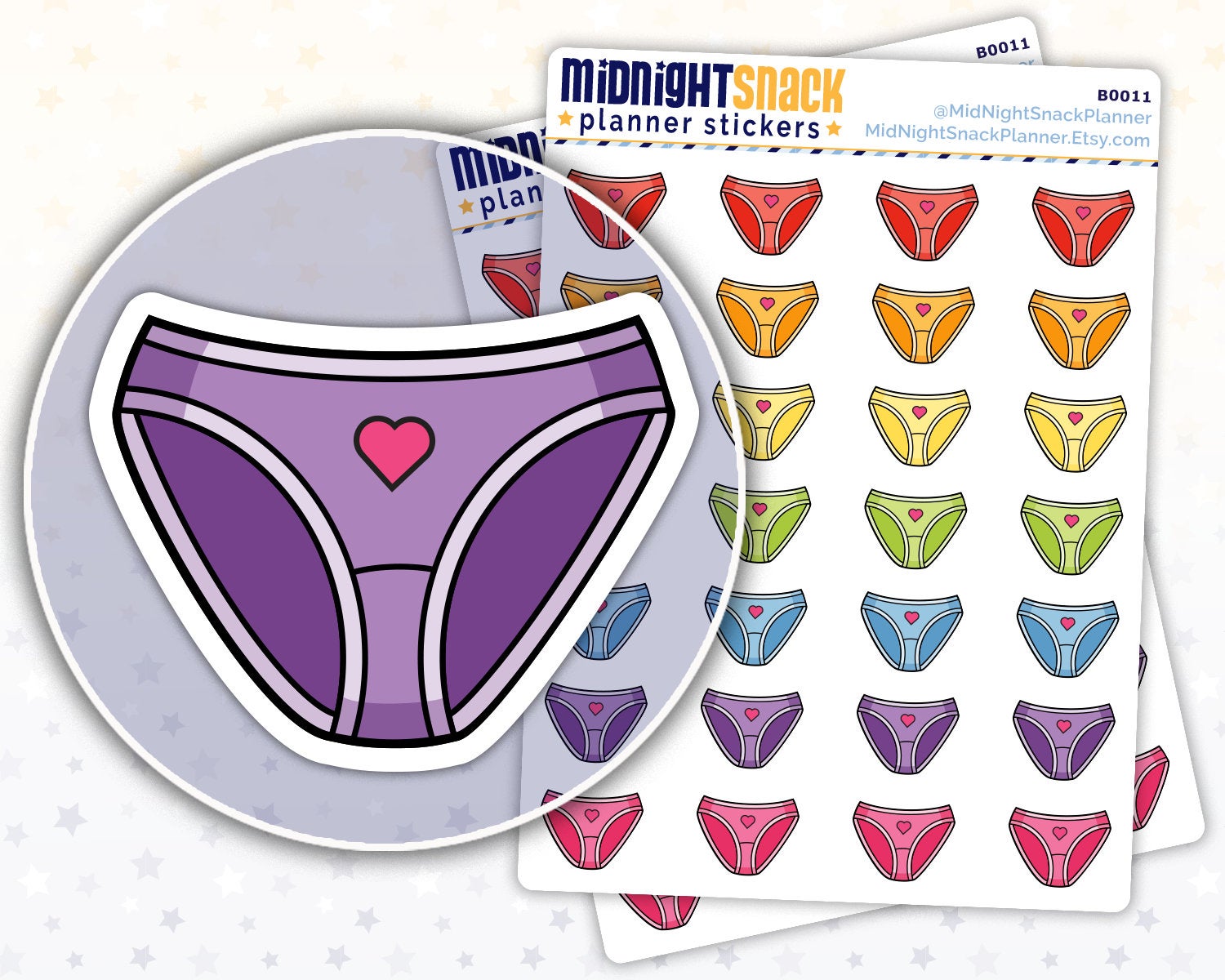 Underwear Icon: Gynecologist Appointment Planner Stickers Midnight Snack Planner