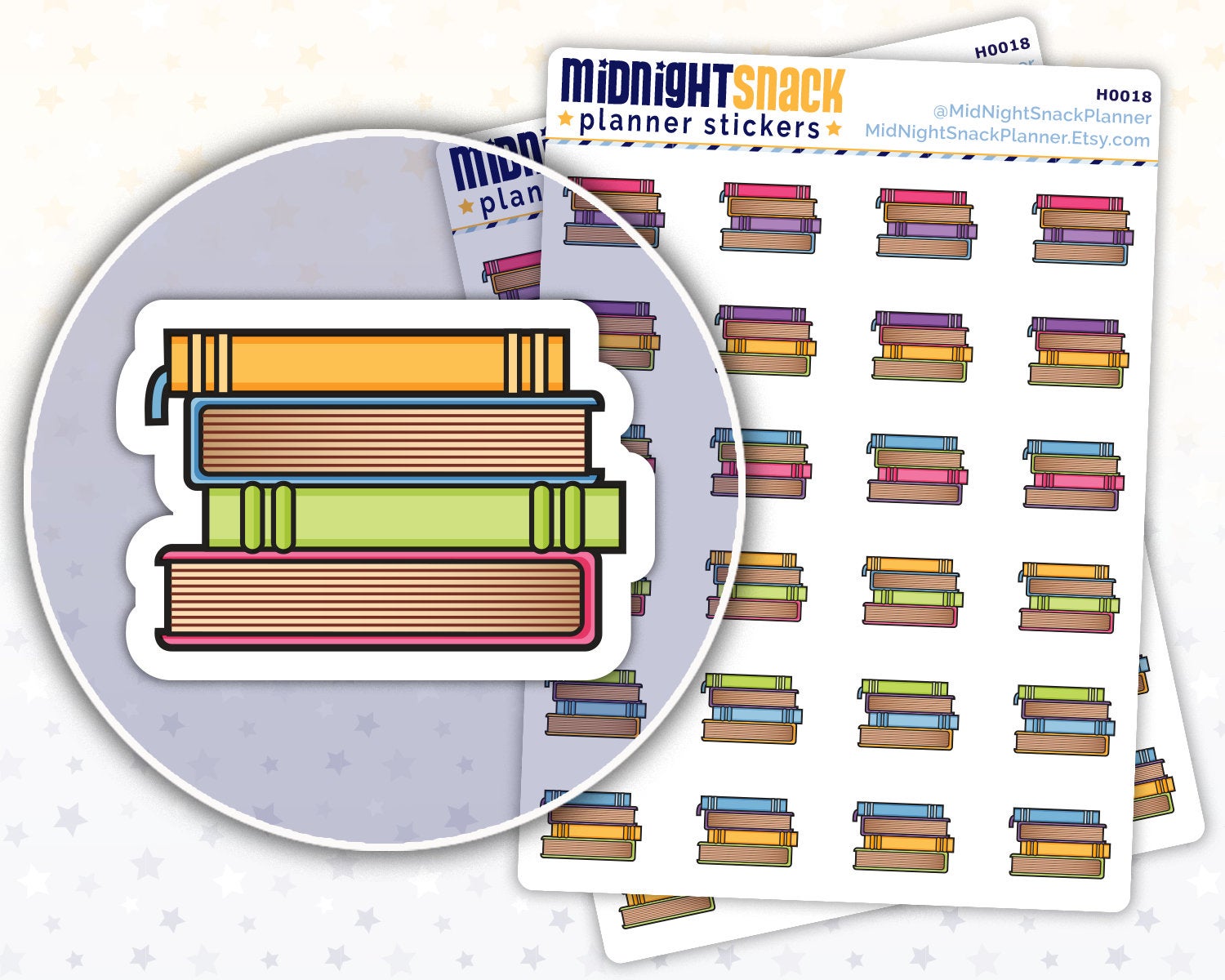 Stack of Books Icon: Reading Planner Stickers Midnight Snack Planner