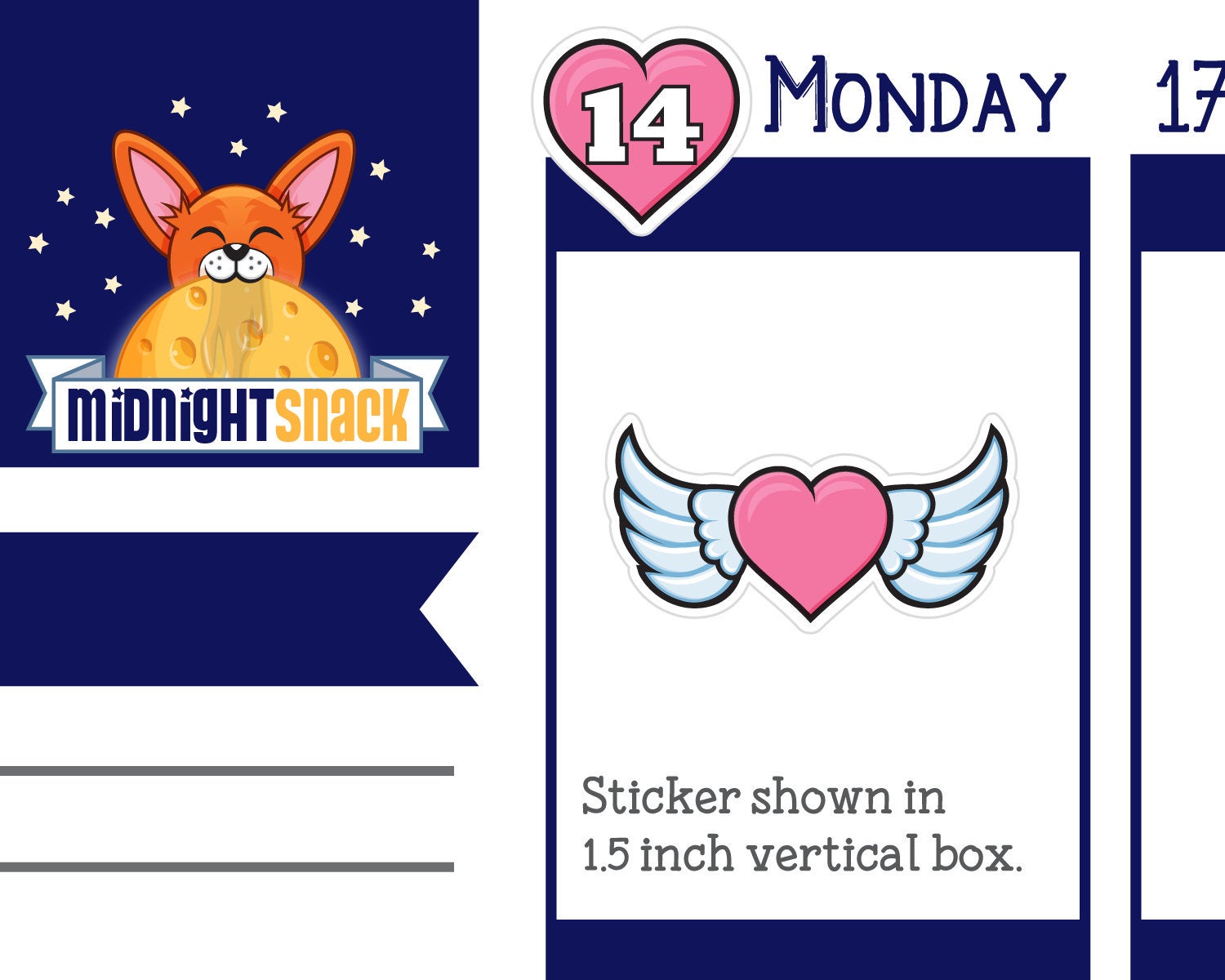 Valentine’s Day Heart: February or Love Date Cover Planner Stickers Midnight Snack Planner