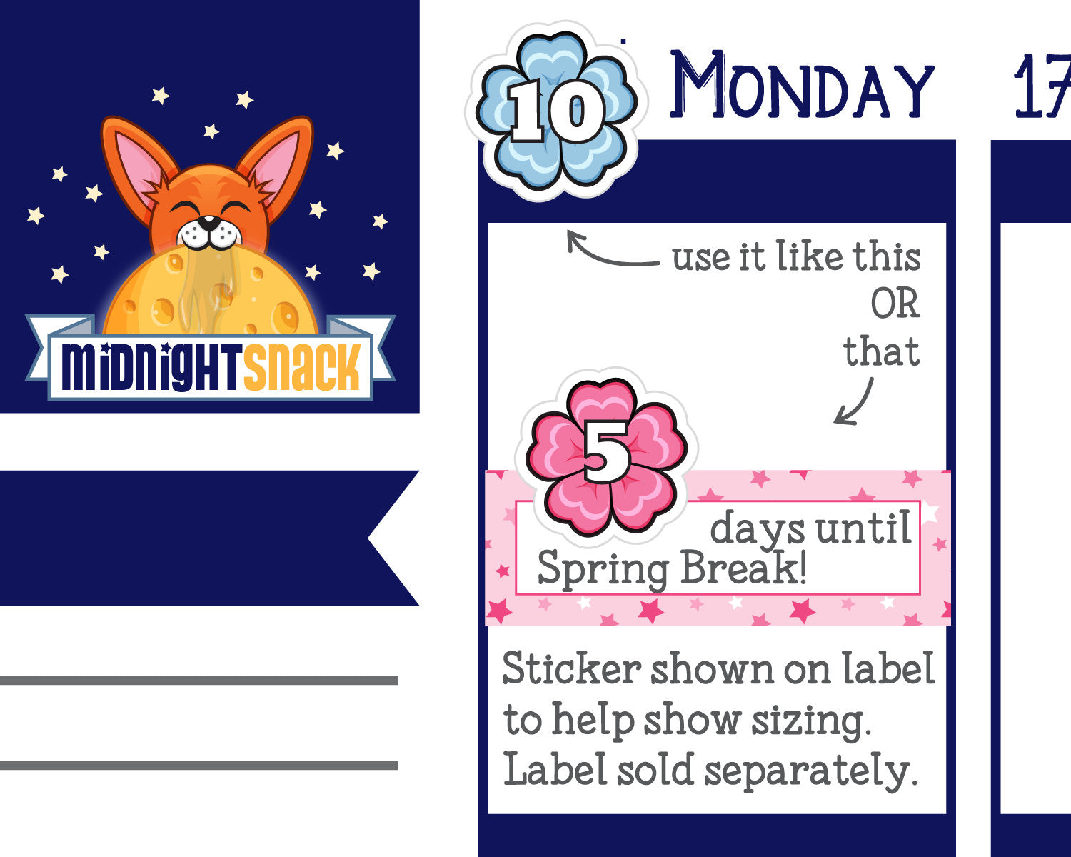 Spring Flower Date Cover Planner Stickers Midnight Snack Planner