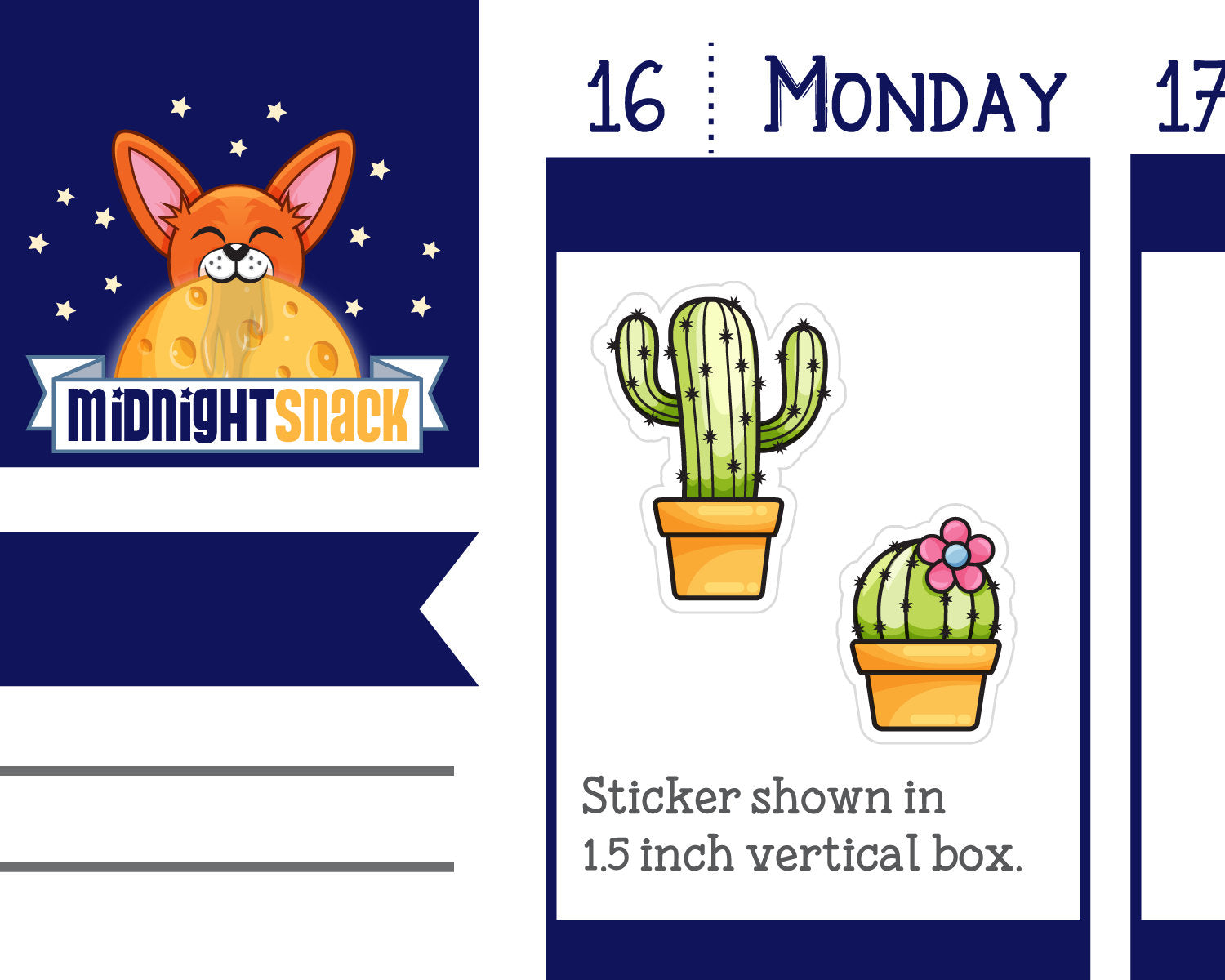 Cactus and Succulent Icon: House Plant Planner Stickers Midnight Snack Planner