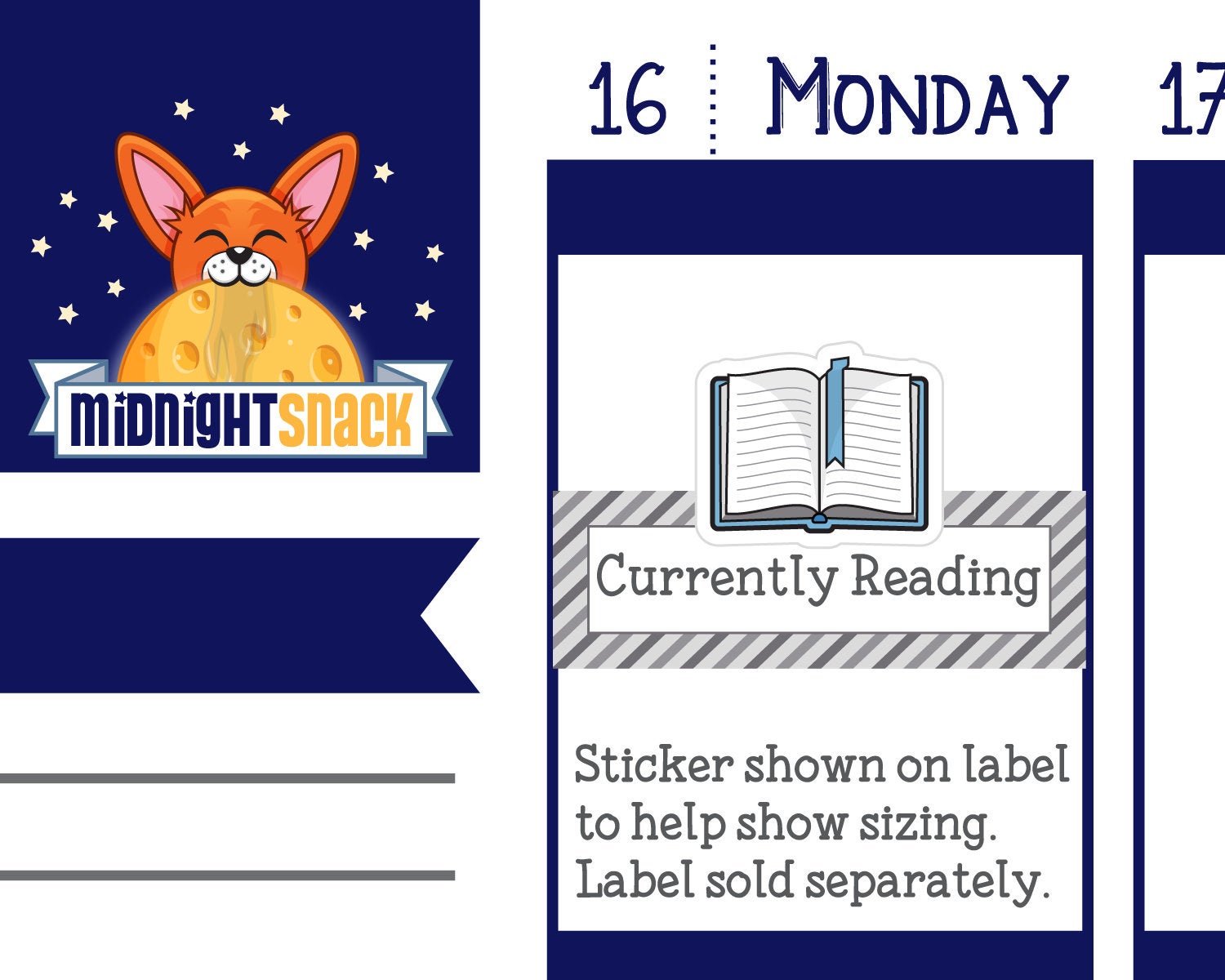 Open Book Icon: Reading Planner Stickers Midnight Snack Planner