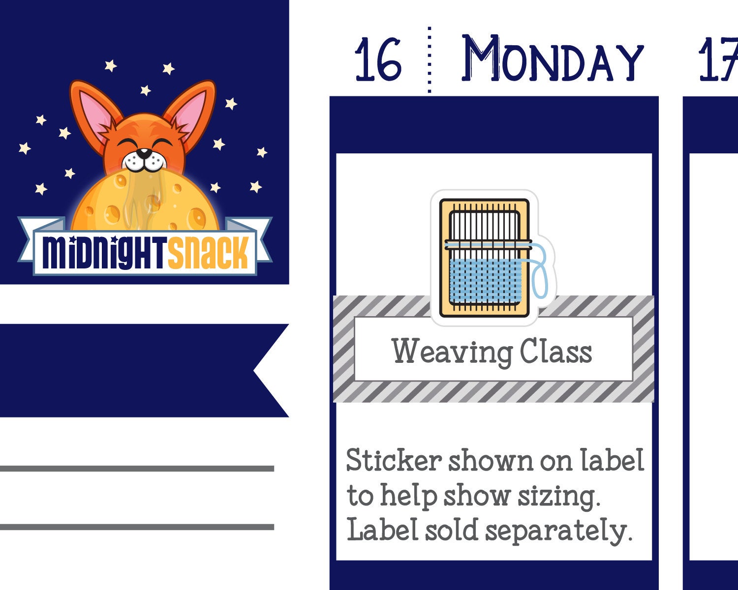 Weaving Loom Icon: Craft Planner Stickers Midnight Snack Planner