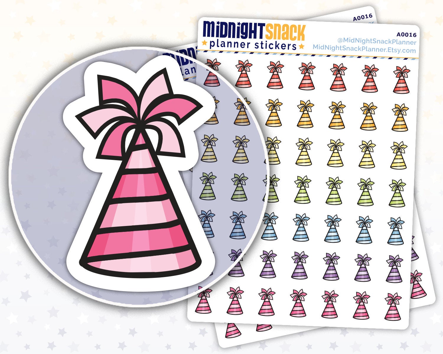 Party Hat Icon: Birthday Planner Stickers Midnight Snack Planner