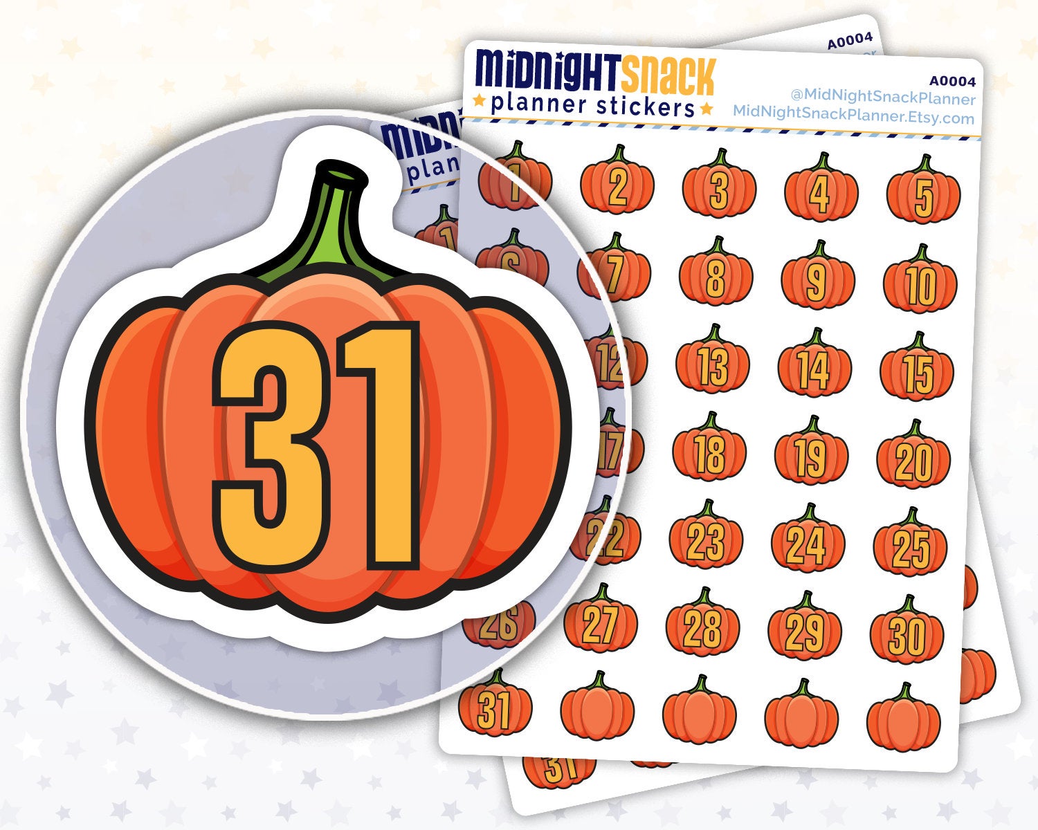 Pumpkin Icon Planner Stickers: Halloween or October Date Covers Midnight Snack Planner