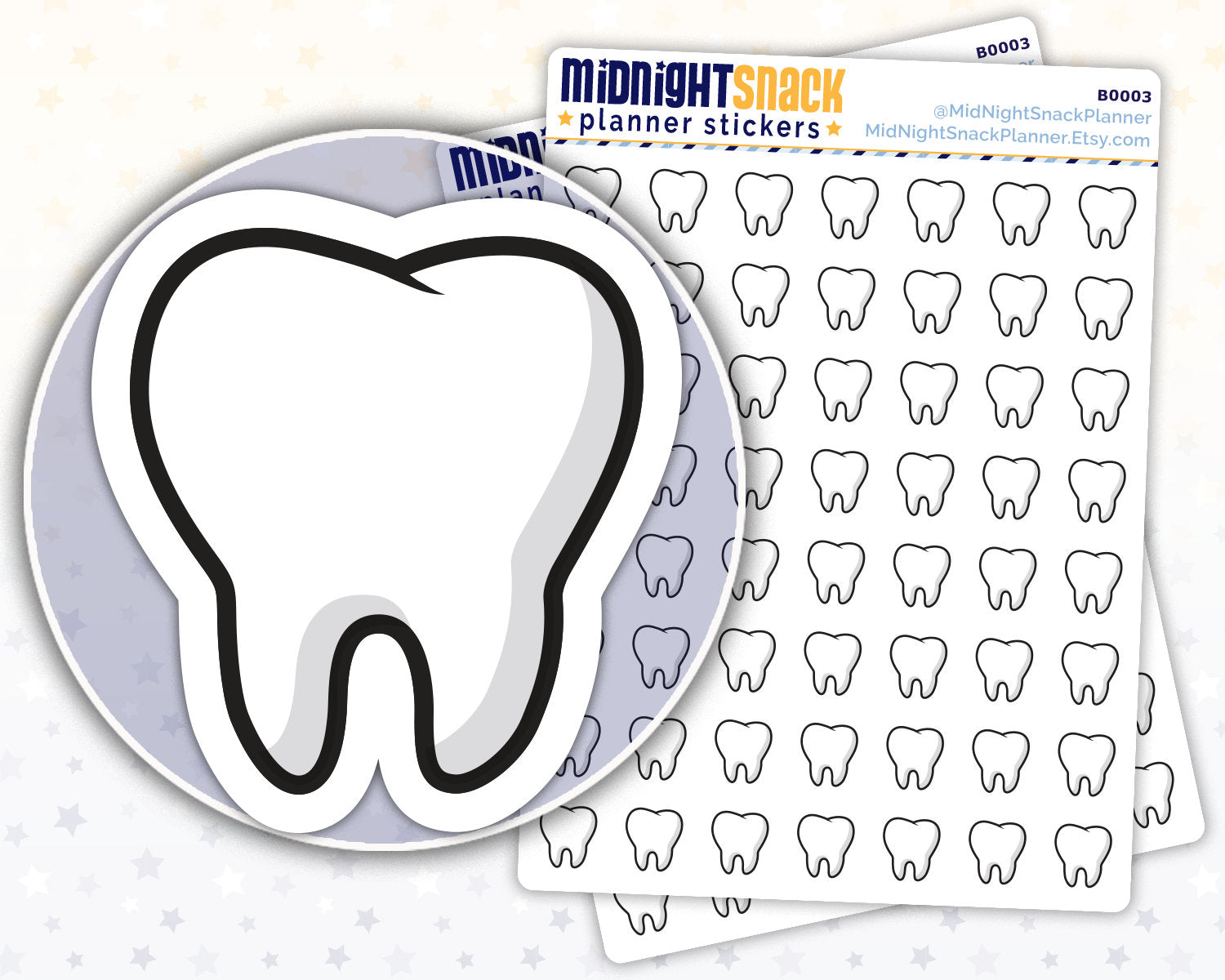 Tooth Icon: Dentist Appointment Planner Stickers Midnight Snack Planner