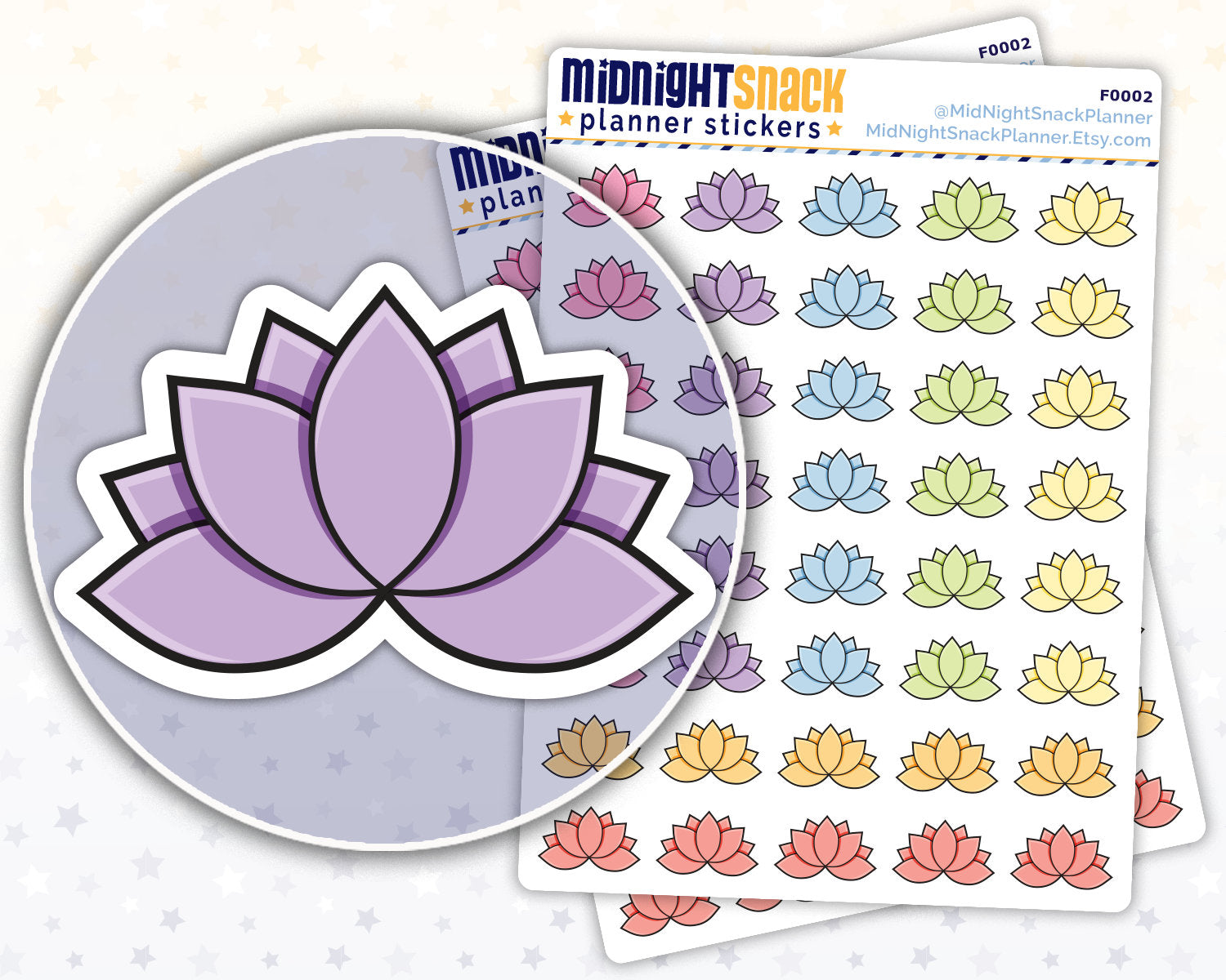 Lotus Flower Yoga Icon: Meditation, Health and Fitness Planner Stickers Midnight Snack Planner