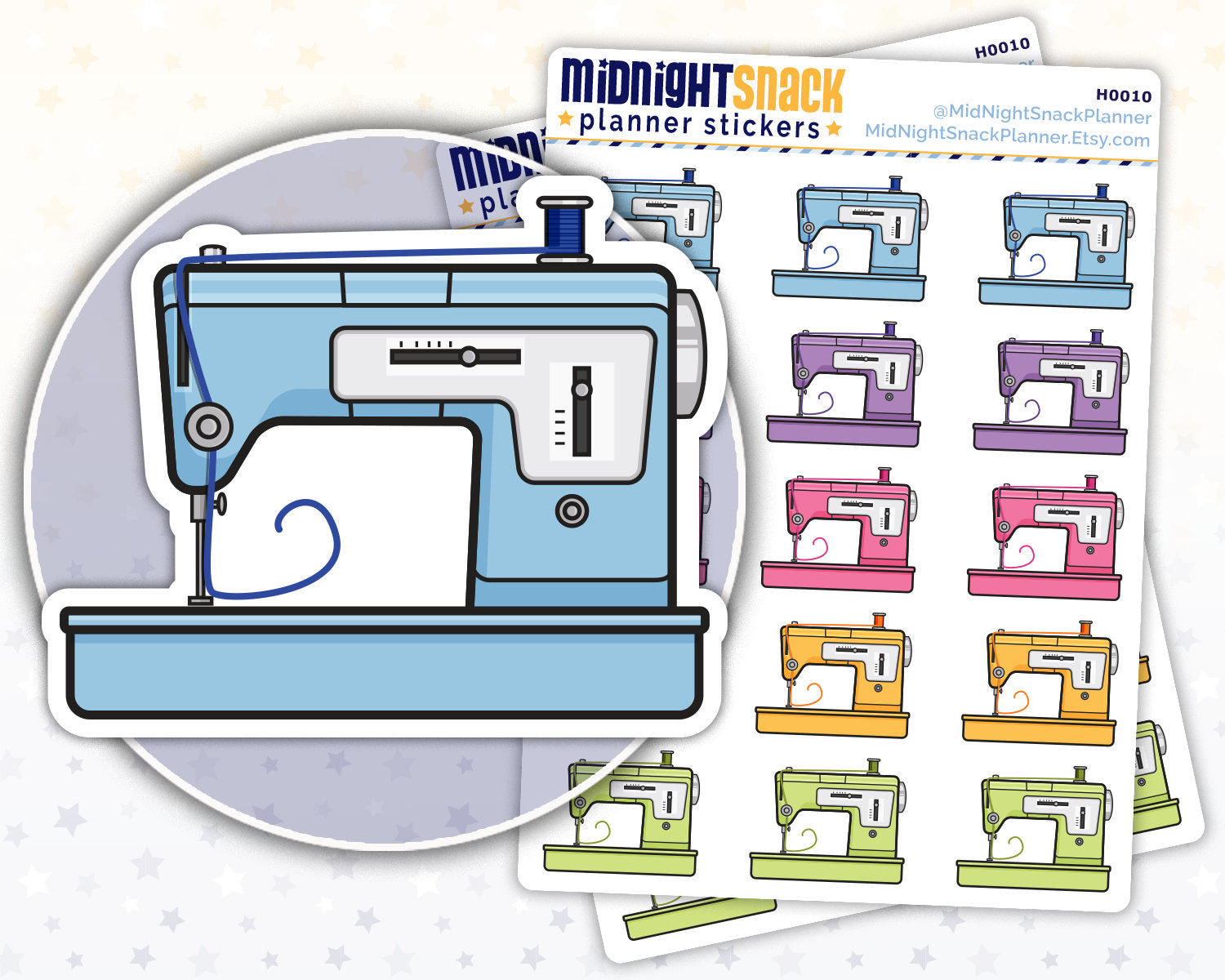 Sewing Machine Icon: Craft Planner Stickers Midnight Snack Planner