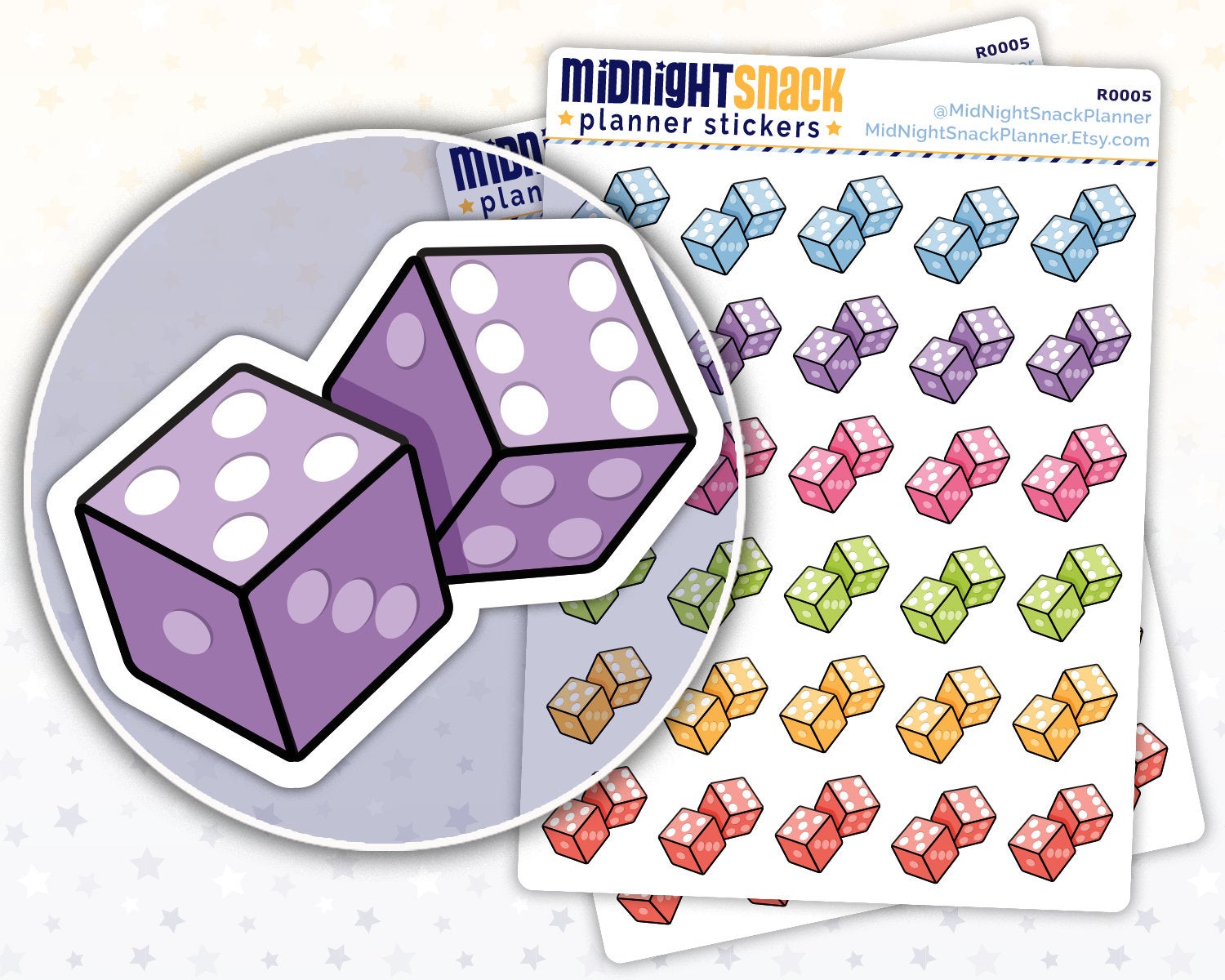 Dice Icon: Fun and Games Planner Stickers Midnight Snack Planner
