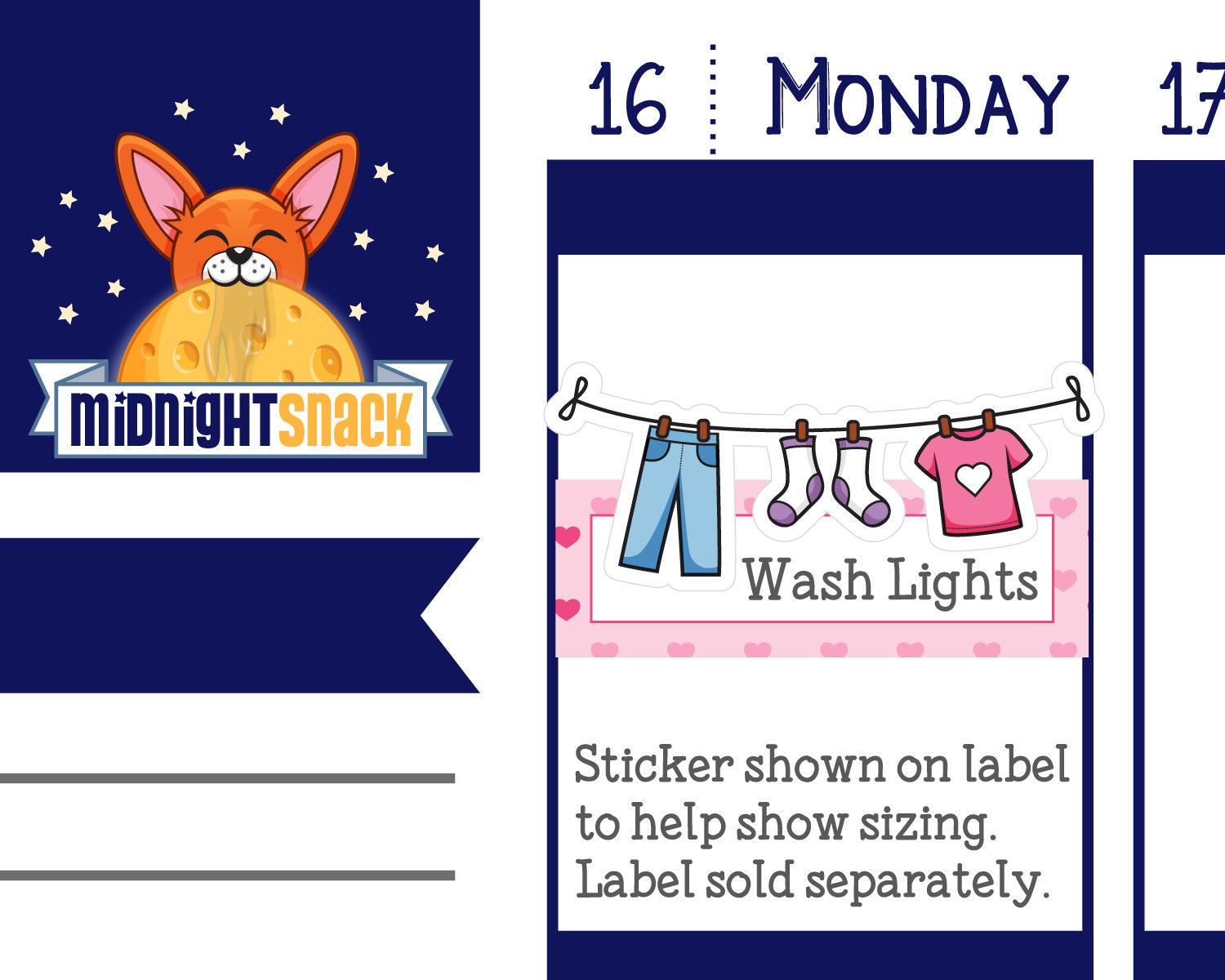 Clothesline Icon: Laundry Planner Sticker Midnight Snack Planner