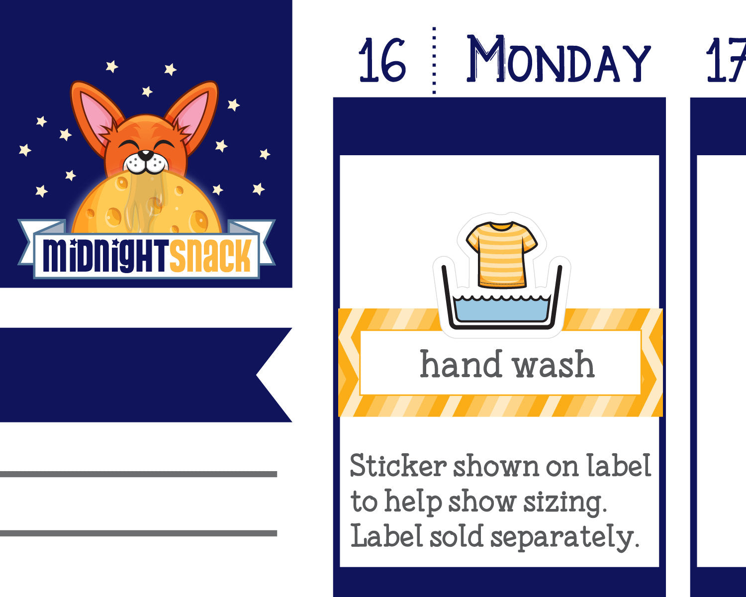 Hand Wash Icon: Laundry Planner Stickers Midnight Snack Planner