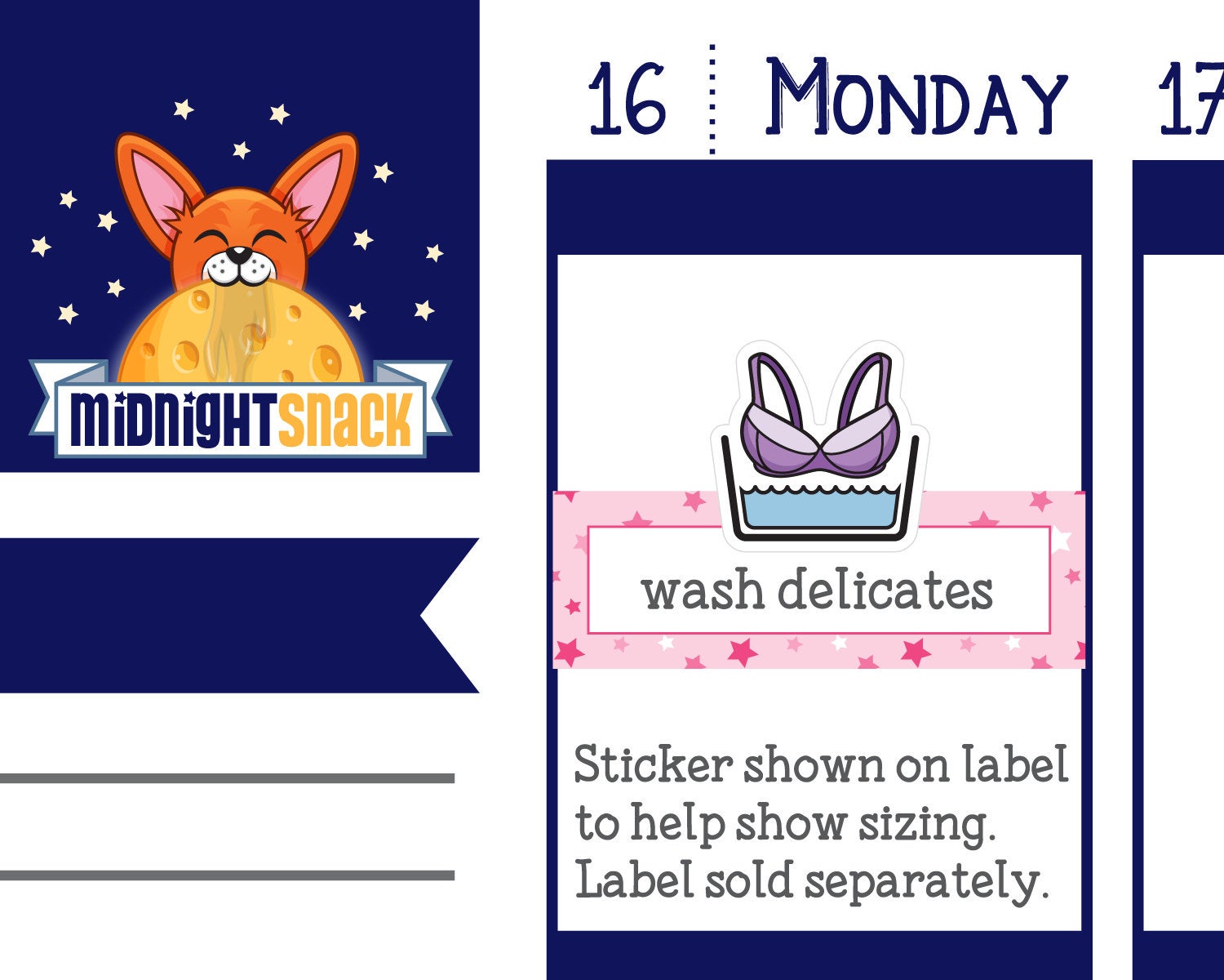 Hand Wash Delicates Icon: Laundry Planner Sticker Midnight Snack Planner