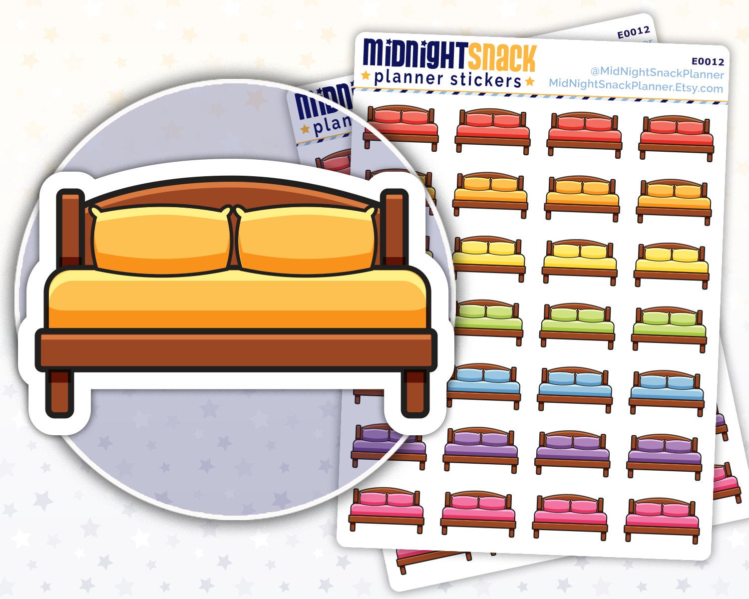 Wash Bedding Icon: Laundry Planner Sticker Midnight Snack Planner