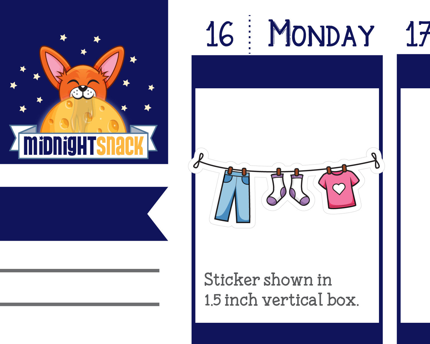 Clothesline Icon: Laundry Planner Sticker Midnight Snack Planner