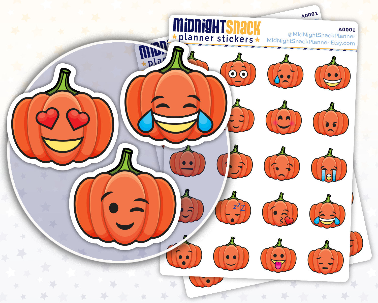 Pumpkin Emoji: Halloween Planner Stickers Midnight Snack Planner