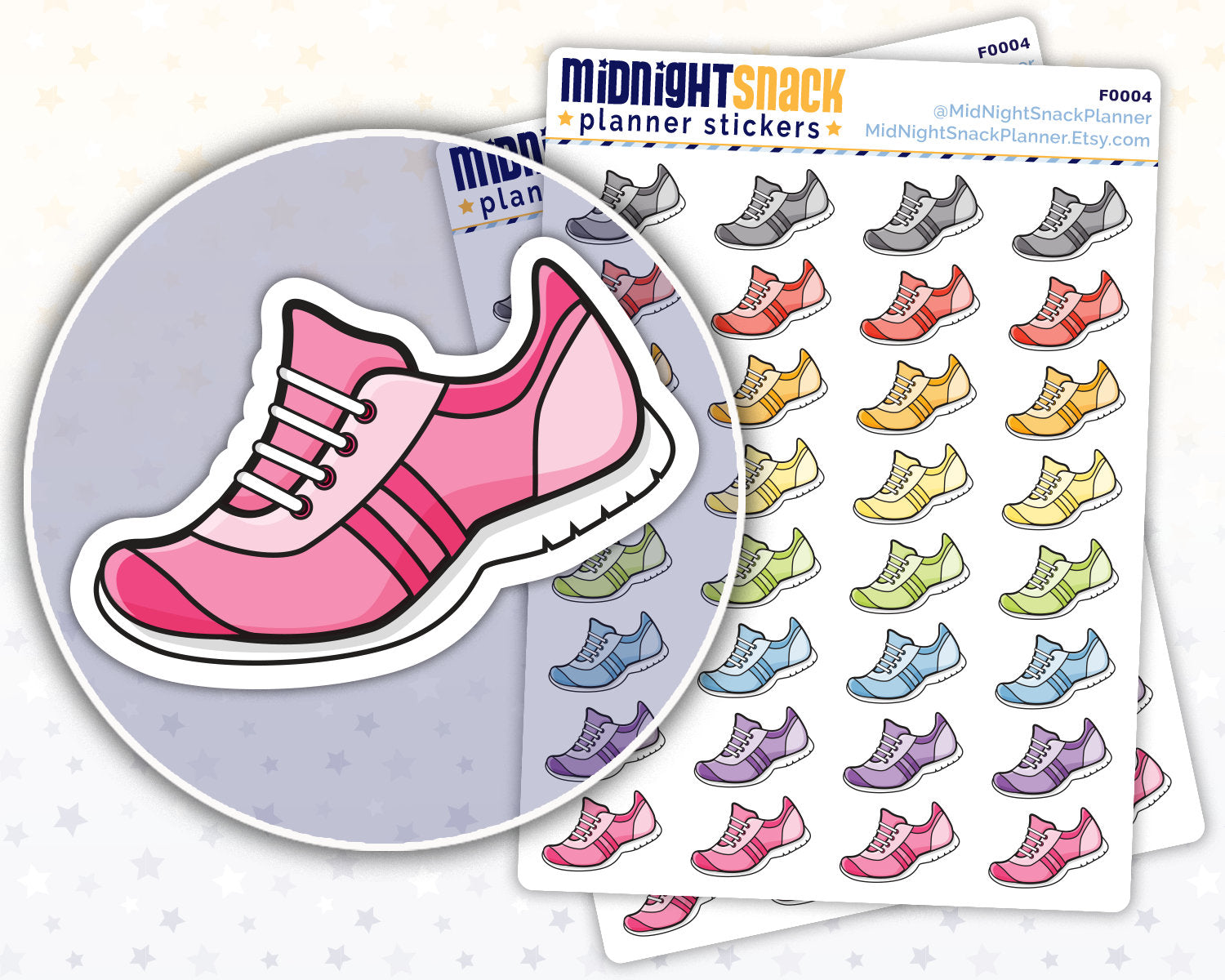 Running Shoe Planner Stickers from Midnight Snack Planner