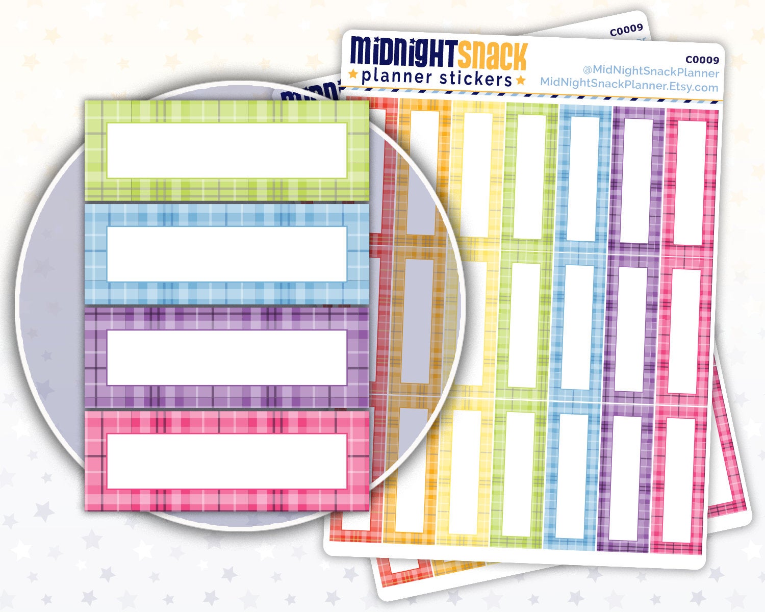 Plaid Patterned Quarter Boxes Planner Sticker from Midnight Snack Planner