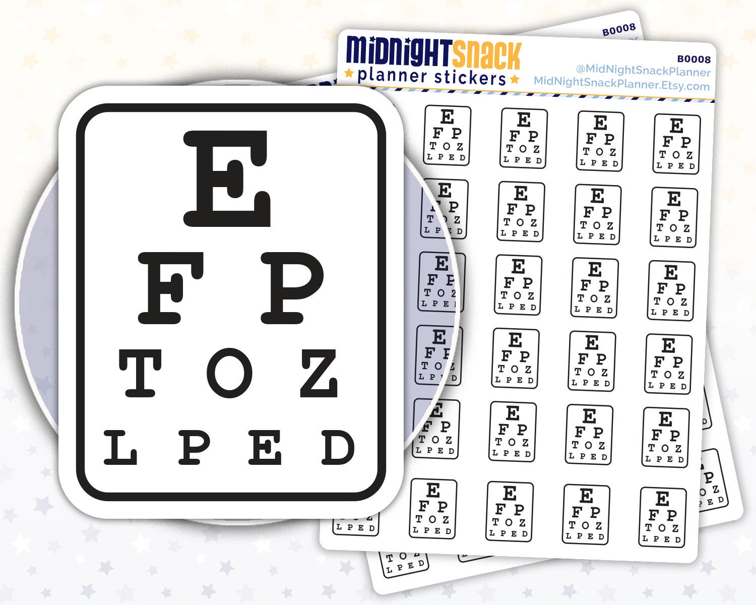 Optometrist Appointment Eye Chart  Planner Stickers from Midnight Snack Planner