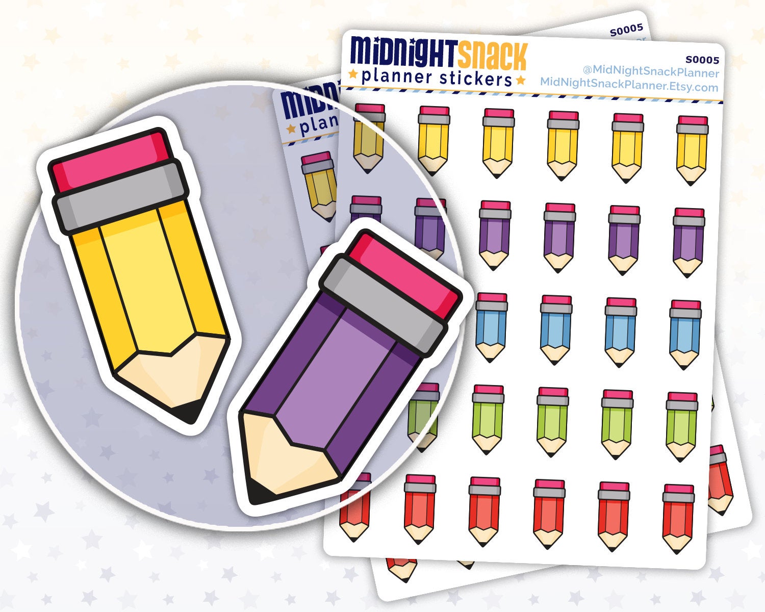 Pencil School Planner Stickers from Midnight Snack Planner