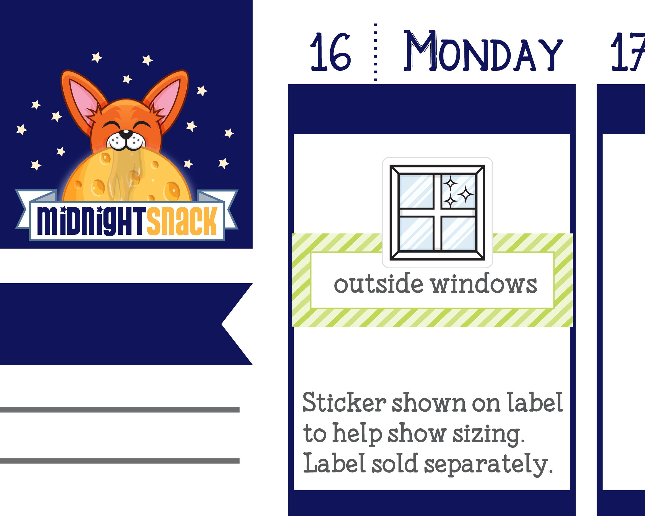 Clean Windows Icon: Household Chores Planner Stickers Midnight Snack Planner