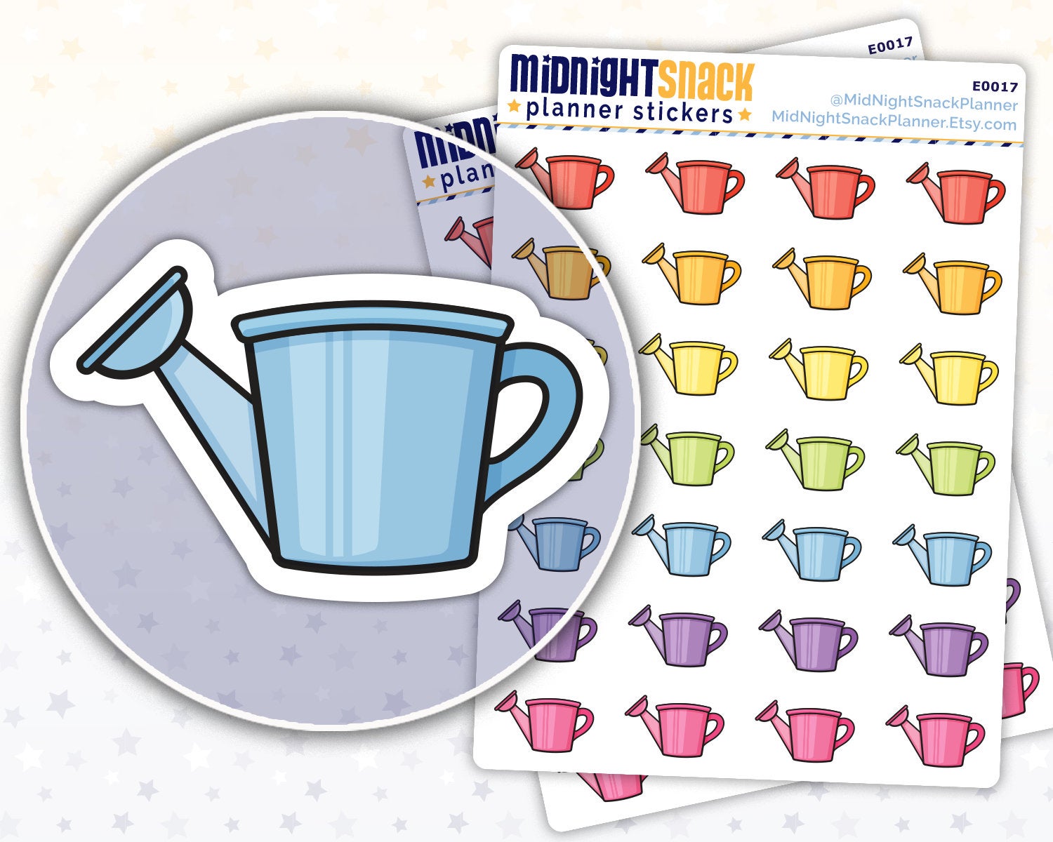 Watering Can Icon: Plant Care Planner Stickers Midnight Snack Planner