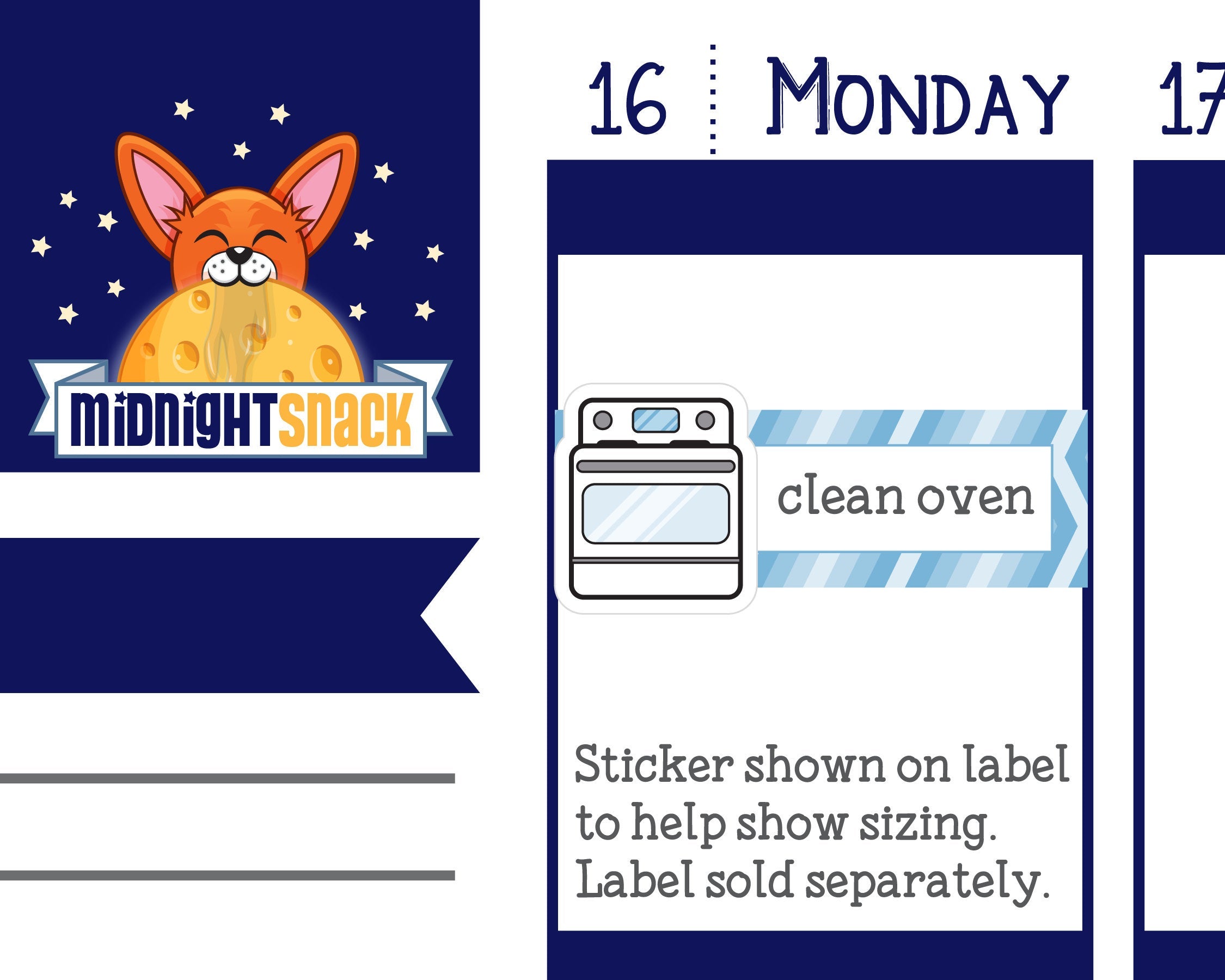 Clean the Oven Icon: Household Chores Planner Stickers Midnight Snack Planner