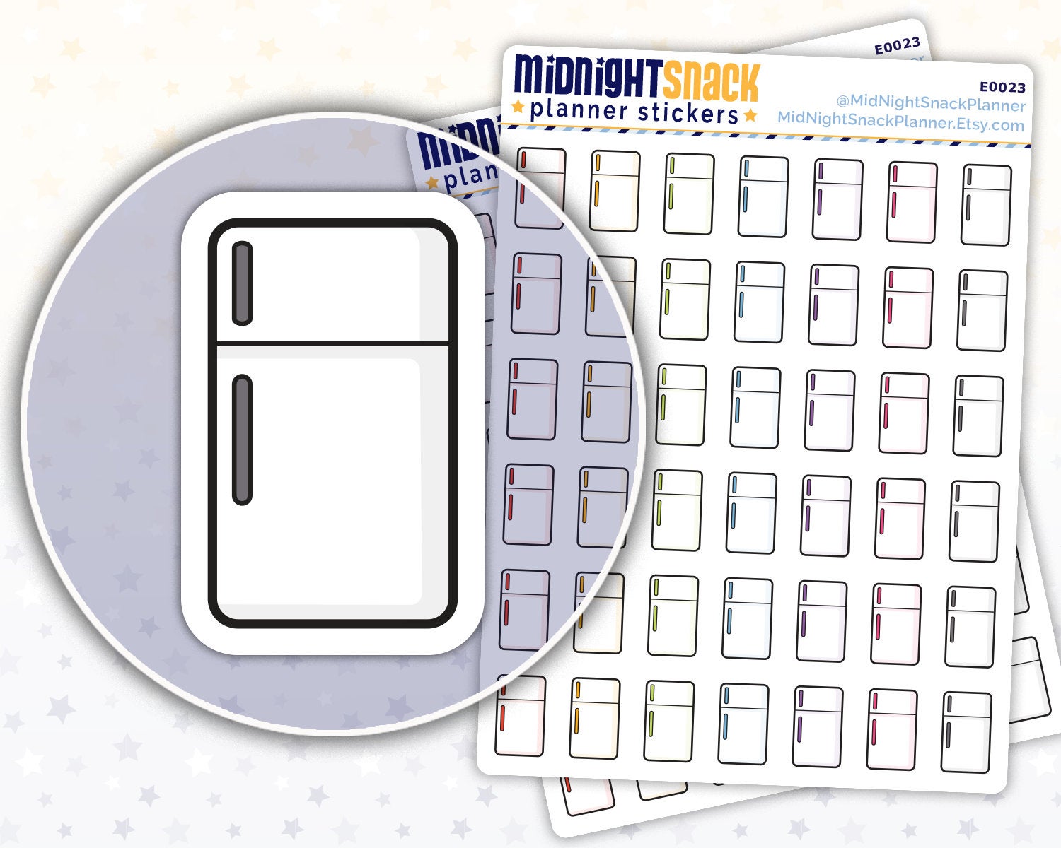 Refrigerator Icon: Clean the Fridge Planner Stickers Midnight Snack Planner