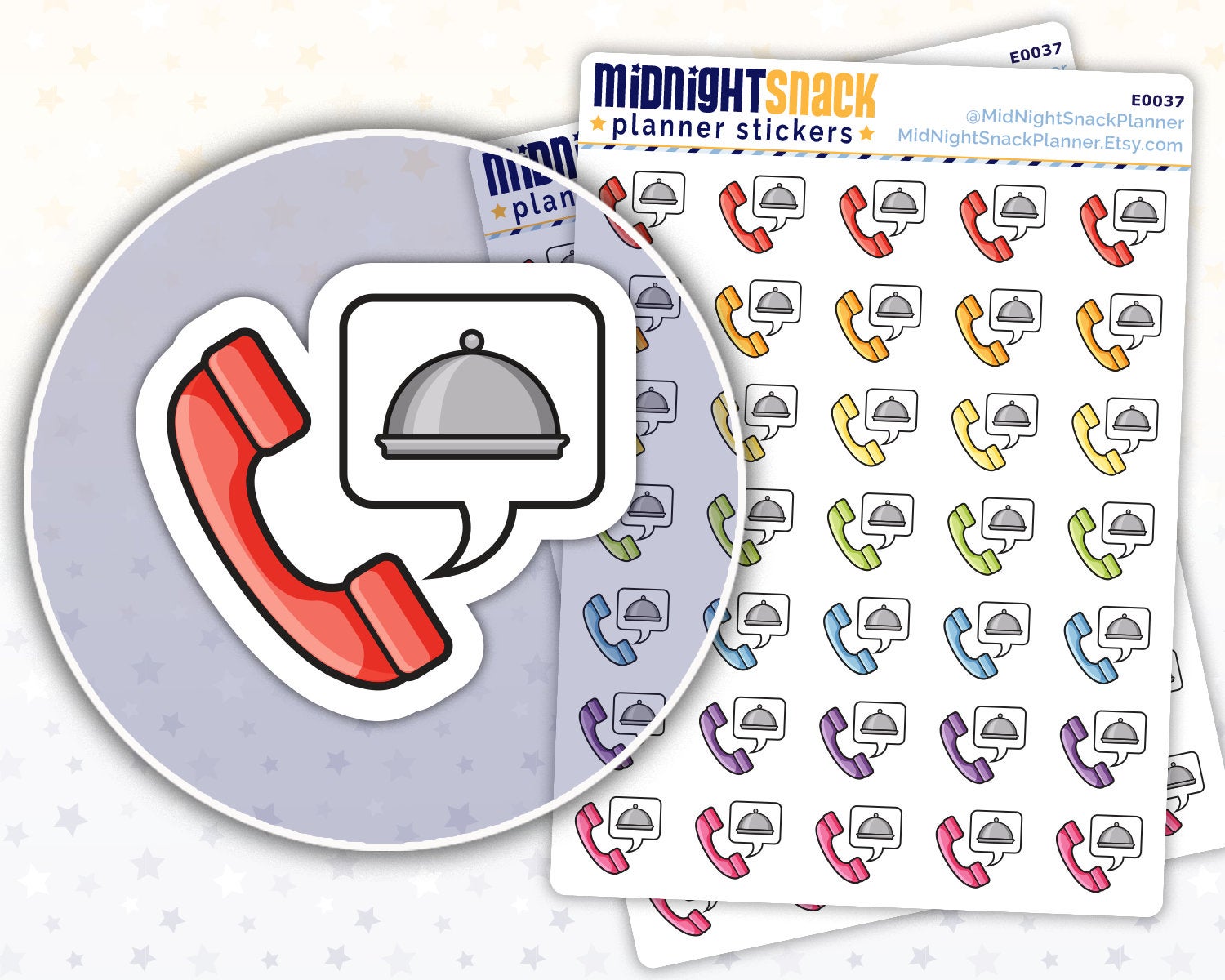 Order Food Icon: Food Delivery Planner Stickers Midnight Snack Planner