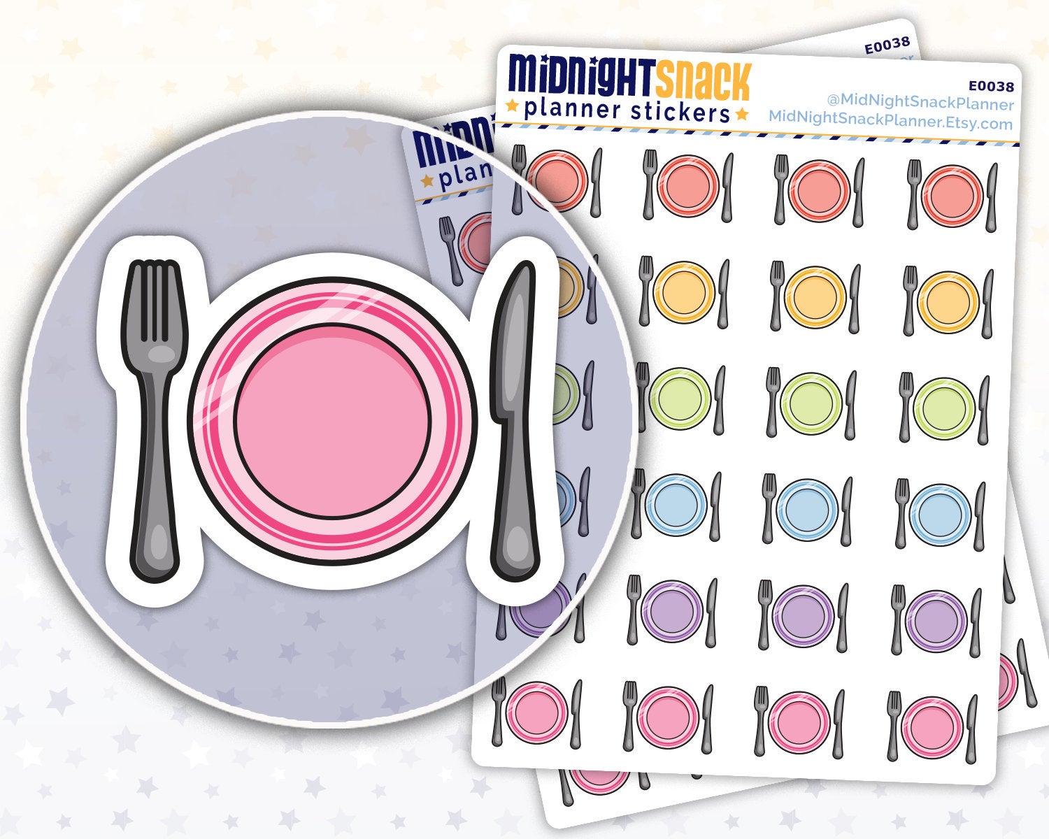 Dinner Plate Icon: Meal Planning Planner Stickers – Midnight Snack Planner