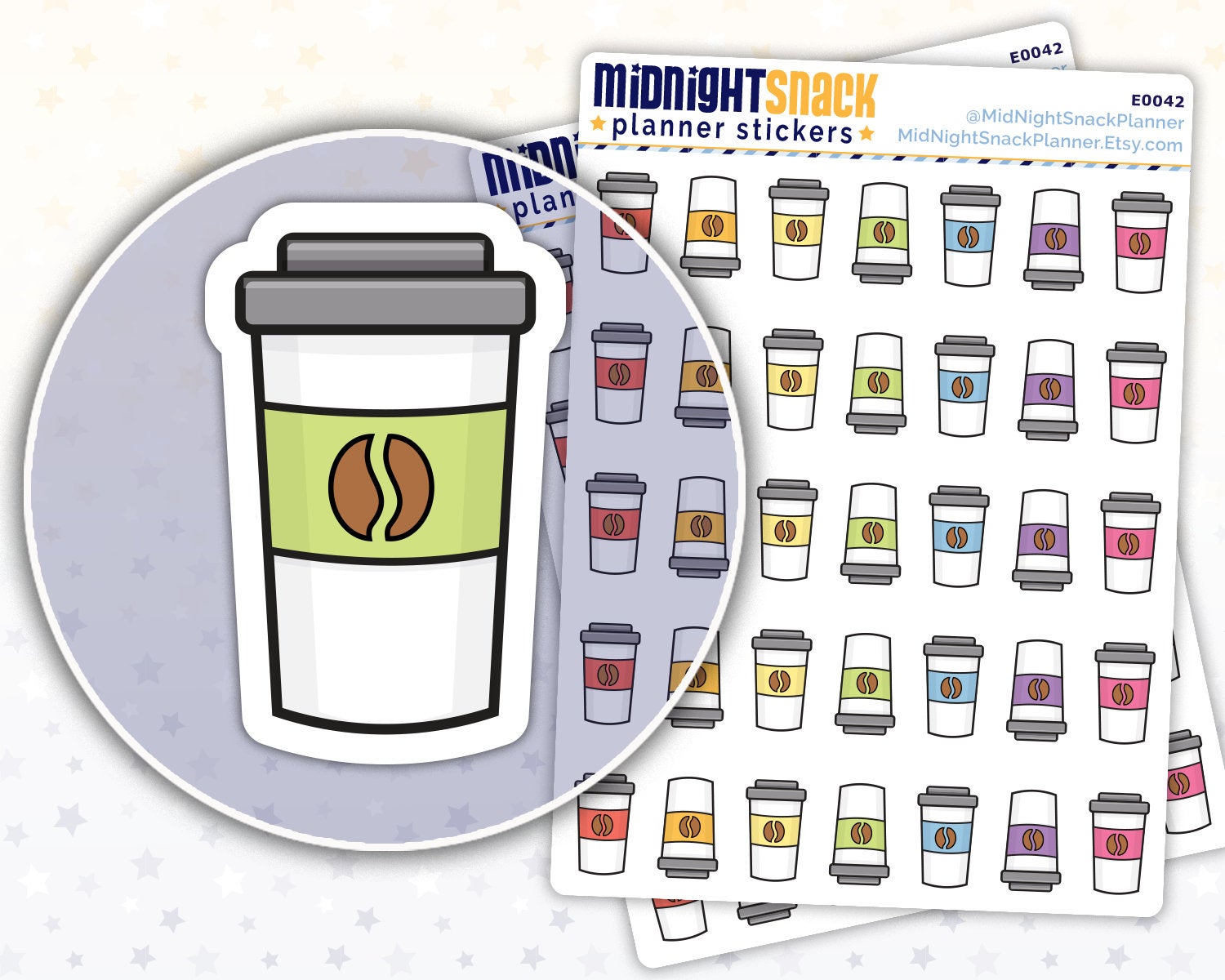 Order Coffee Icon: Meal Planning Planner Stickers Midnight Snack Planner