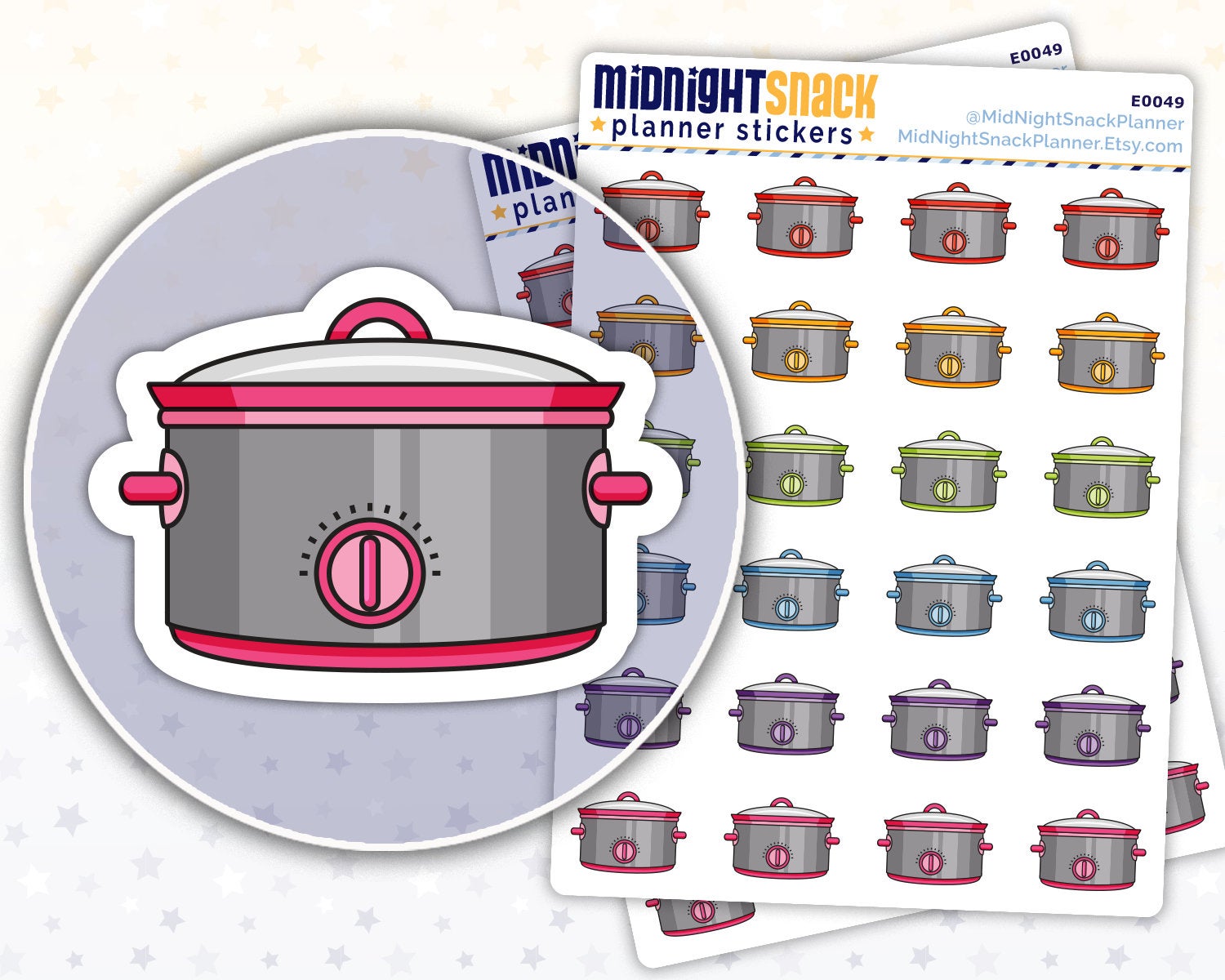 Crock Pot Icon: Meal Planning Planner Stickers Midnight Snack Planner