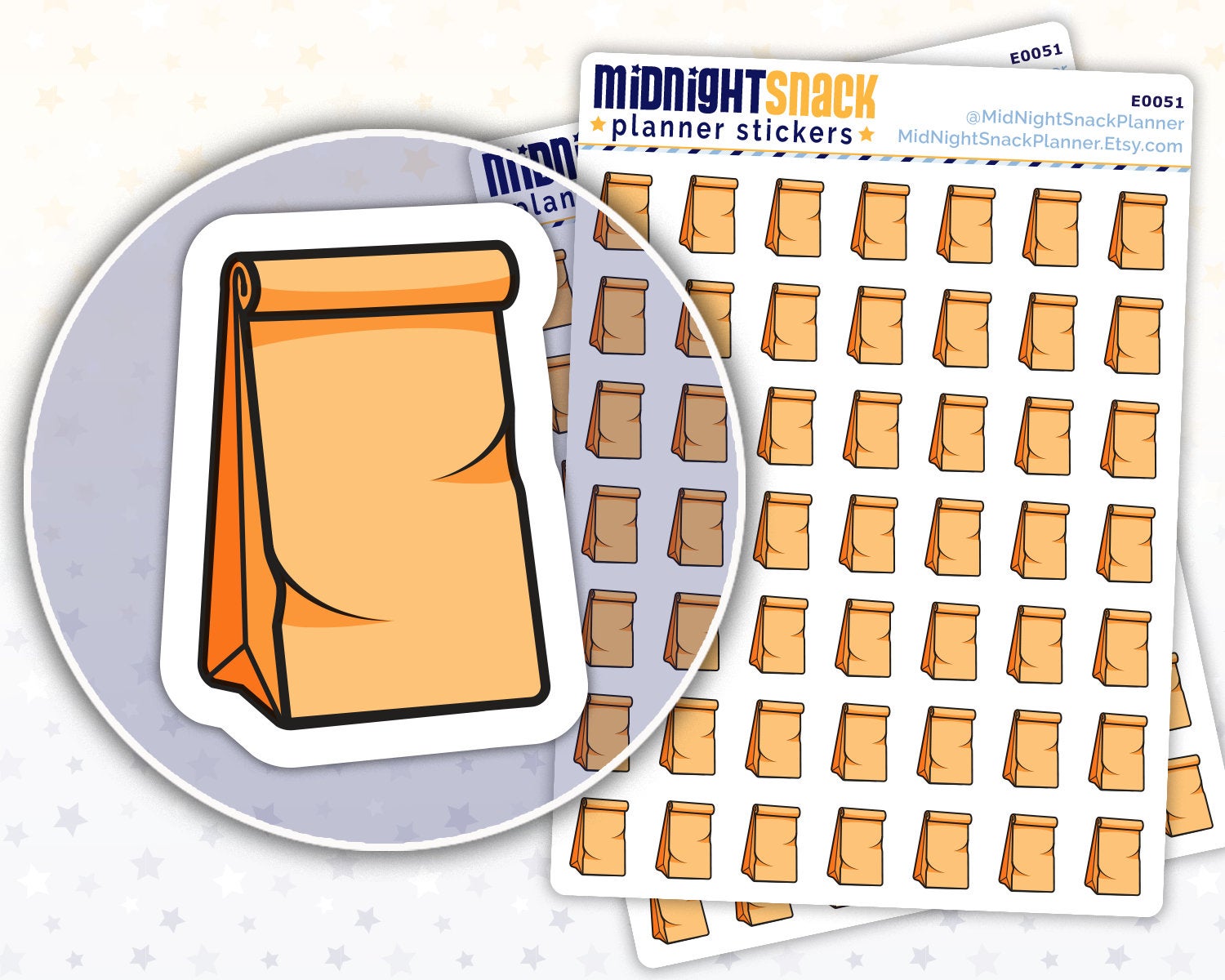 Packed Lunch Icon: Meal Planner Stickers Midnight Snack Planner