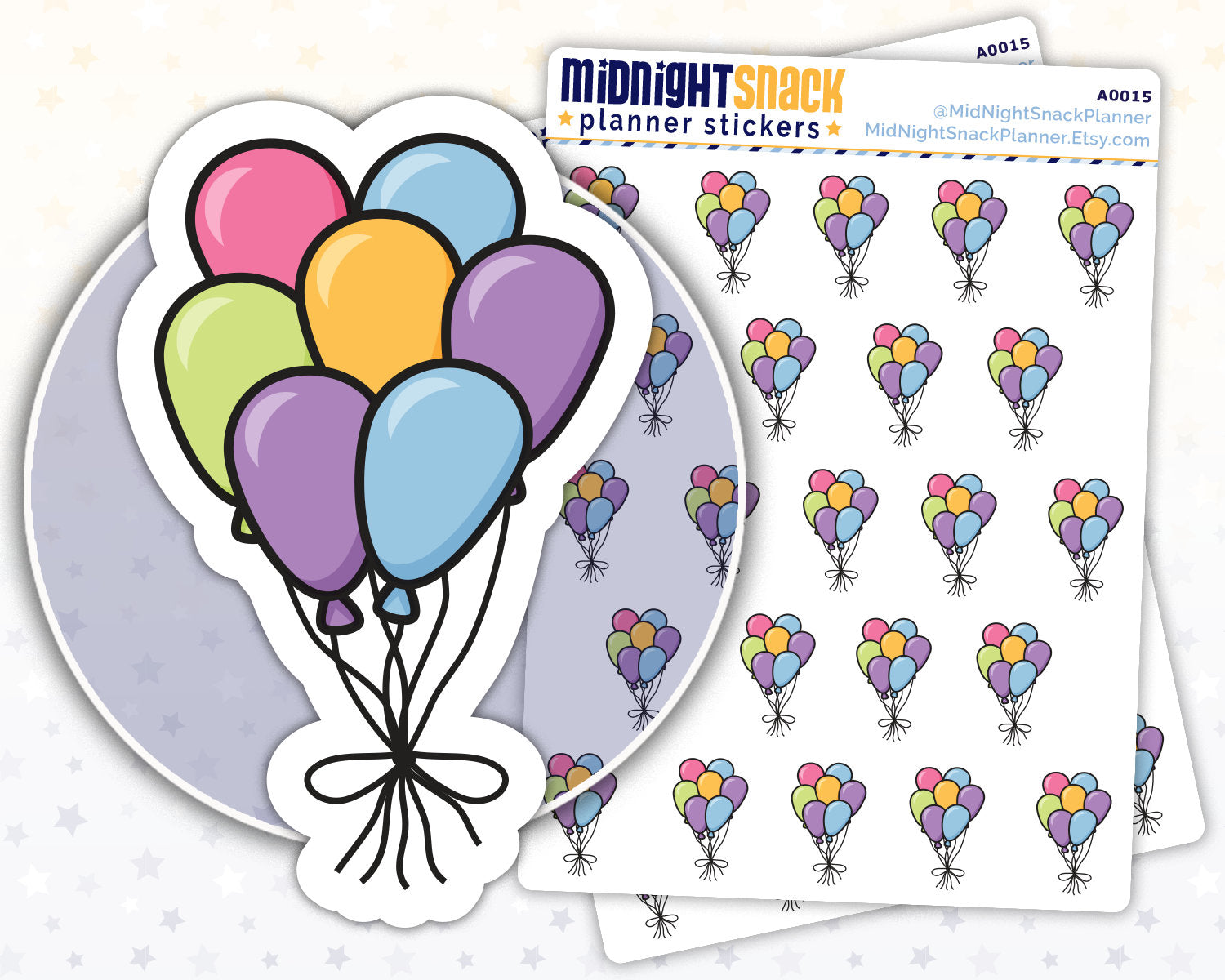 Birthday Balloons Planner Stickers from Midnight Snack Planner