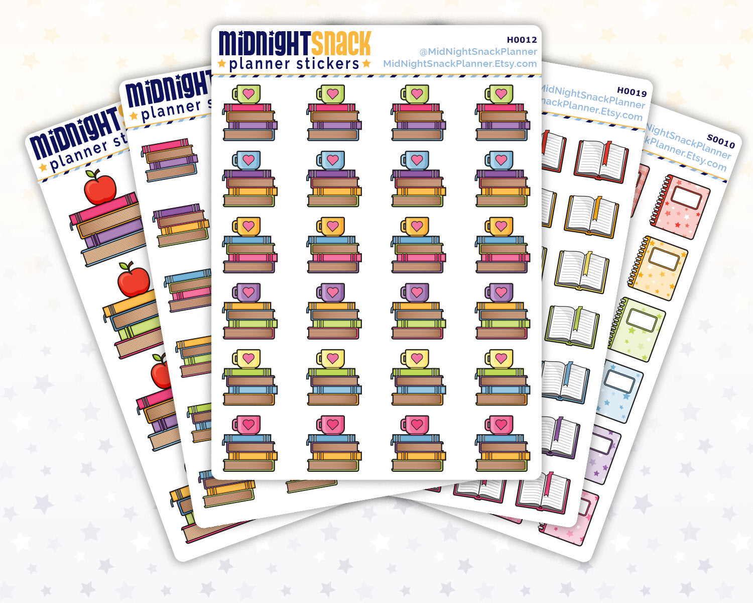 5 Sheet Bundle of Reading Planner Stickers from Midnight Snack Planner
