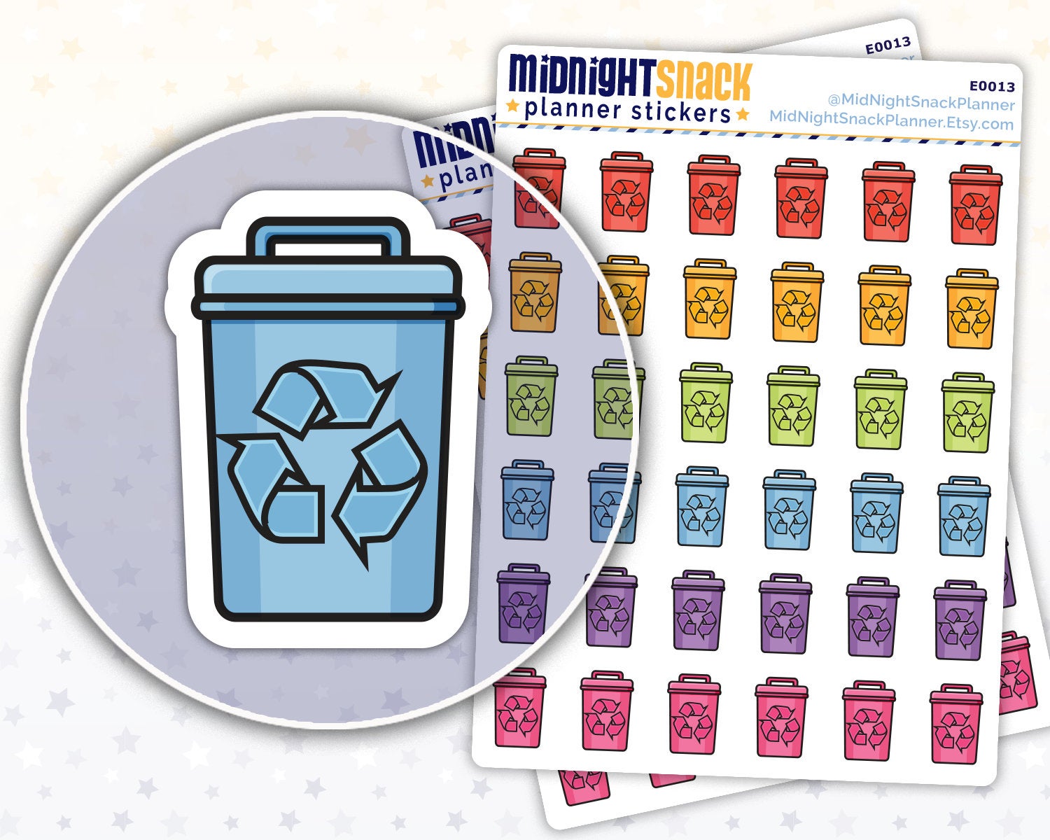 Recycling Can Icon: Household Chores Planner Stickers Midnight Snack Planner