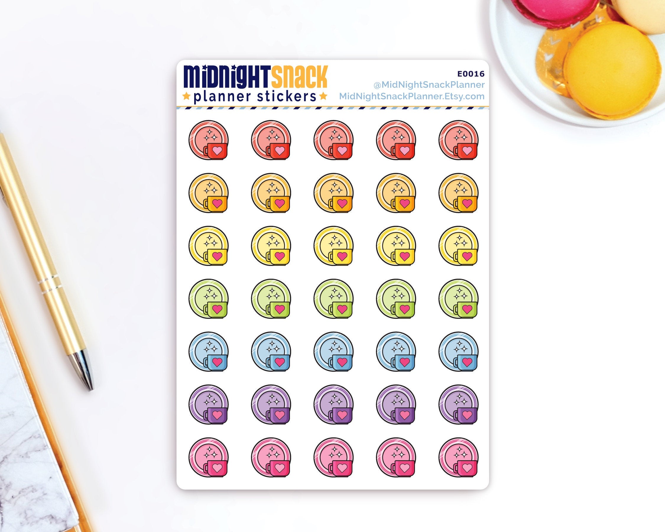 Wash Dishes Icon:  Household Chores Planner Stickers Midnight Snack Planner