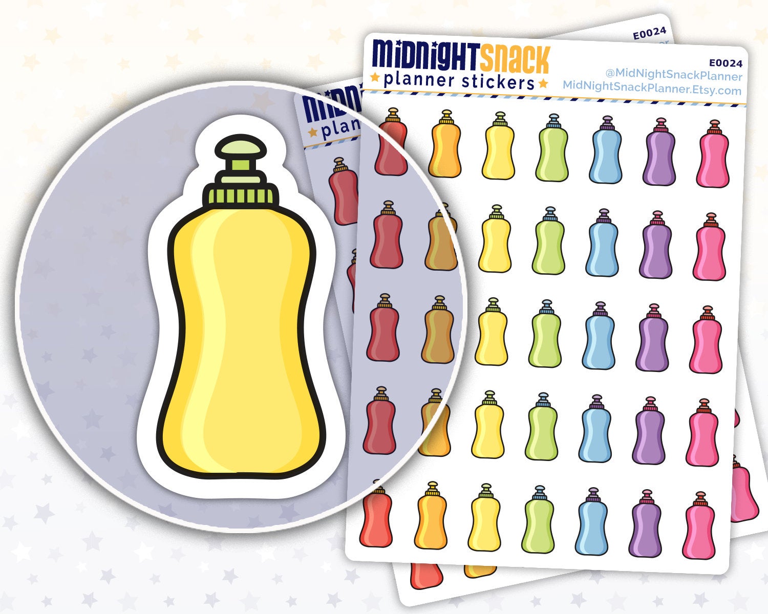 Soap Bottle Icon: Spring Cleaning Planner Stickers Midnight Snack Planner