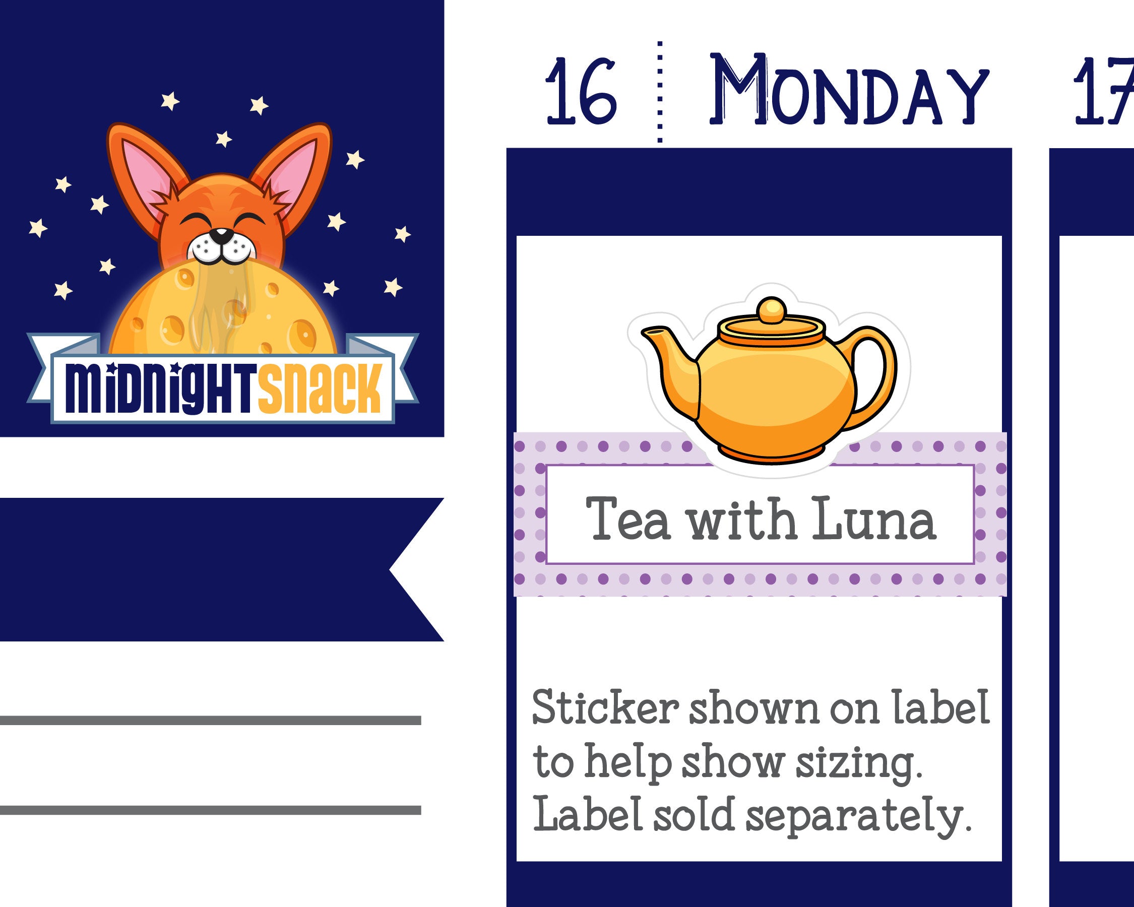 Tea Pot Icon: Meal Planning Planner Sticker Midnight Snack Planner