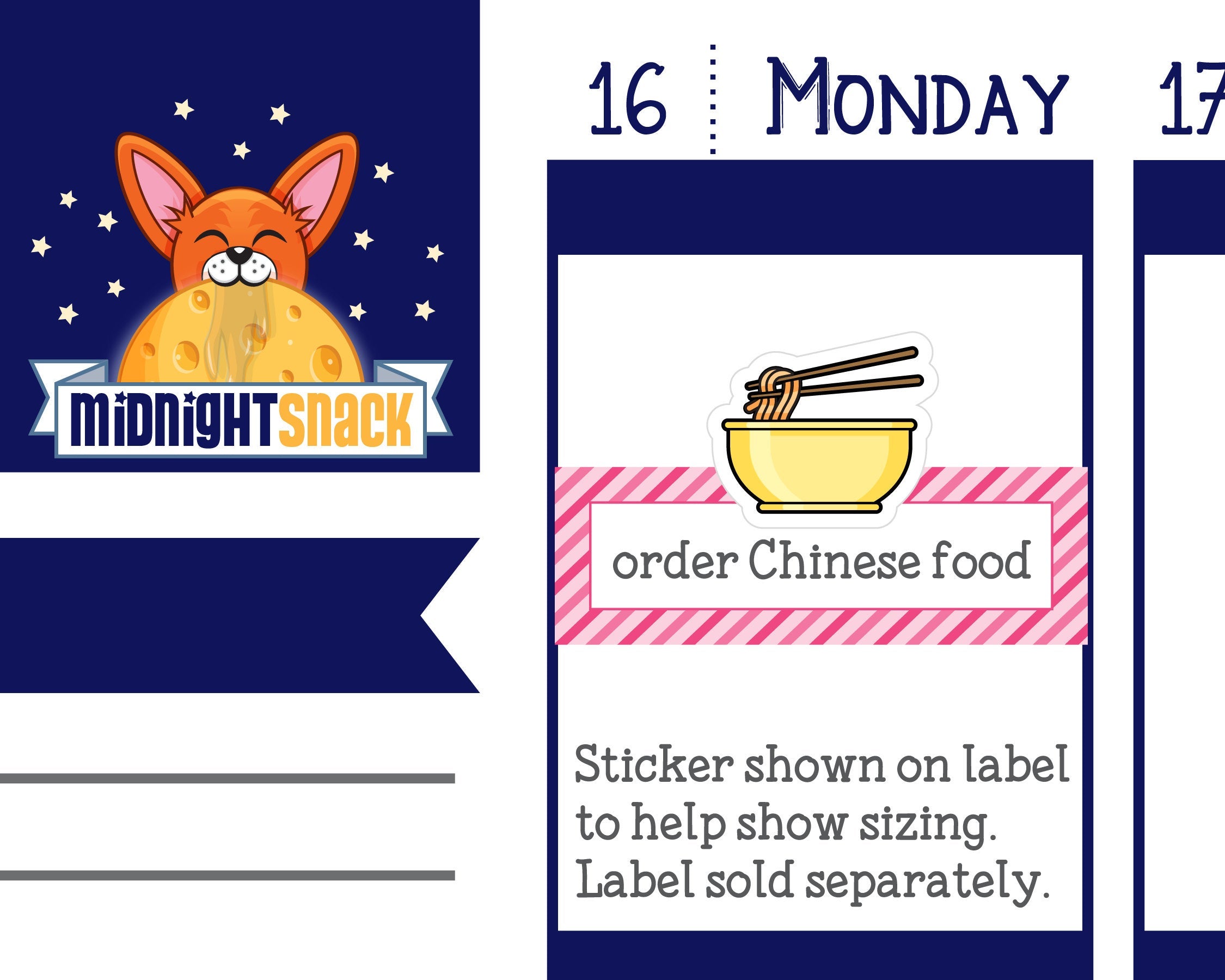 Order Asian Food Icon: Meal Planning Planner Stickers Midnight Snack Planner