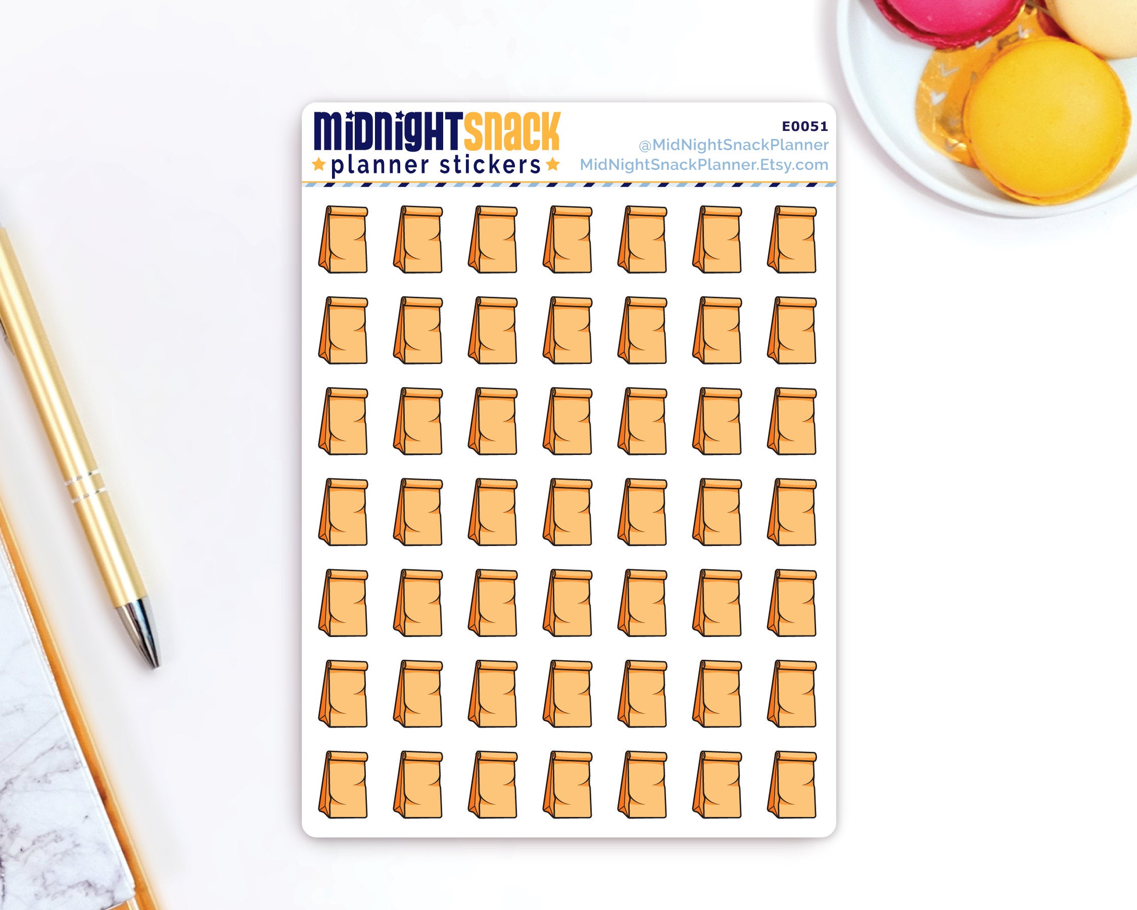 Packed Lunch Icon: Meal Planner Stickers Midnight Snack Planner